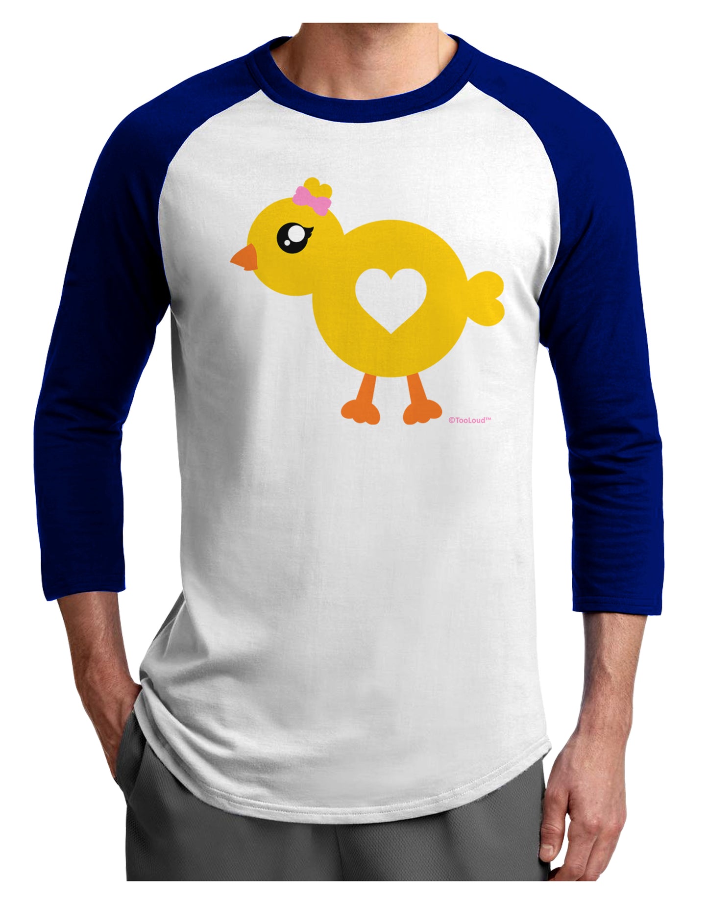 Cute Chick with Bow Adult Raglan Shirt by TooLoud-TooLoud-White-Royal-X-Small-Davson Sales