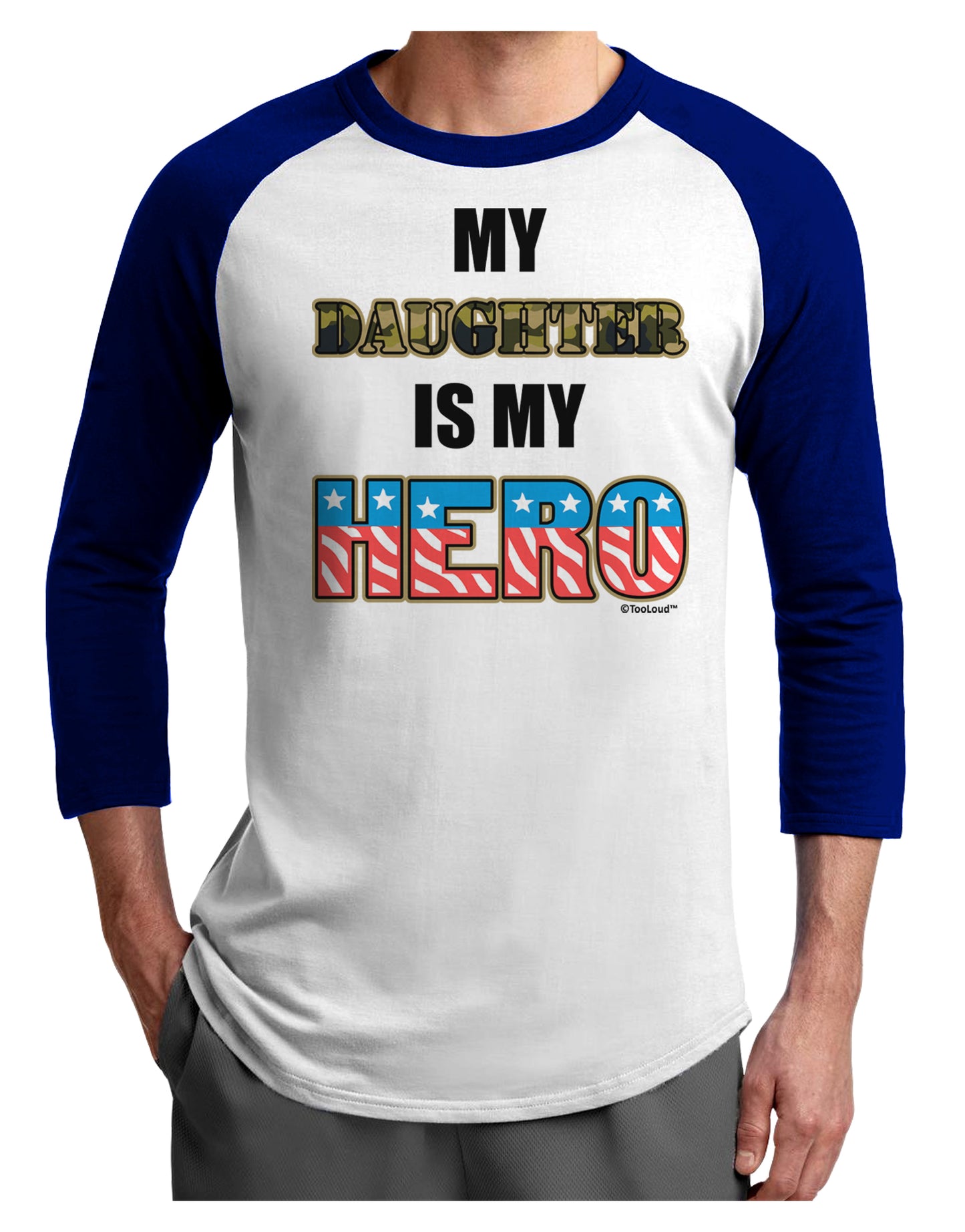 My Daughter is My Hero - Armed Forces Adult Raglan Shirt by TooLoud-TooLoud-White-Royal-X-Small-Davson Sales