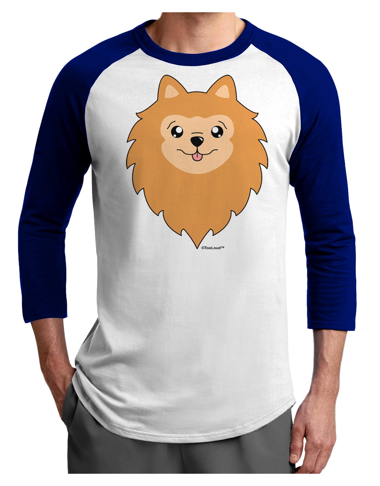 Cute Pomeranian Dog Adult Raglan Shirt by TooLoud-TooLoud-White-Royal-X-Small-Davson Sales