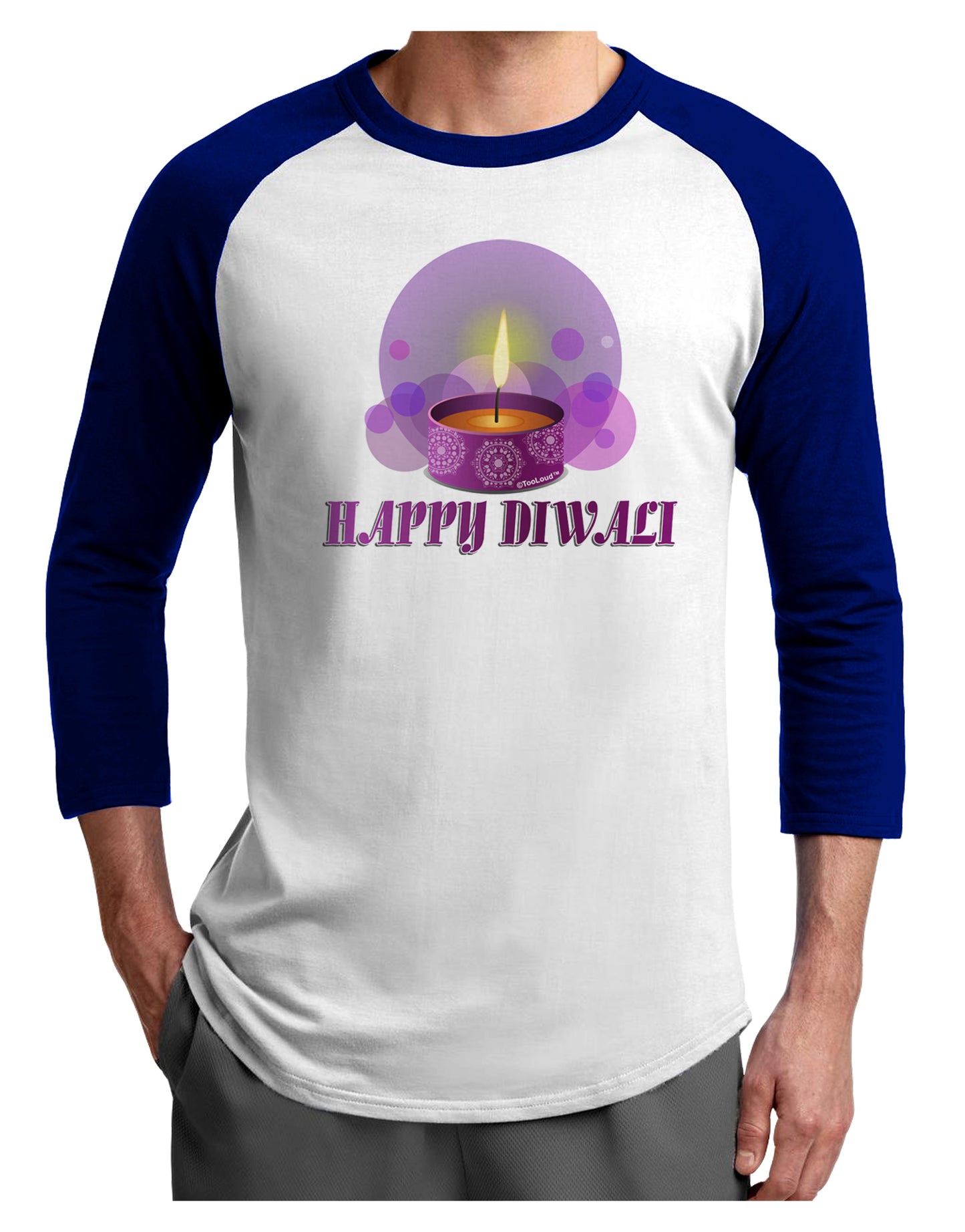 Happy Diwali Purple Candle Adult Raglan Shirt by TooLoud-TooLoud-White-Royal-X-Small-Davson Sales