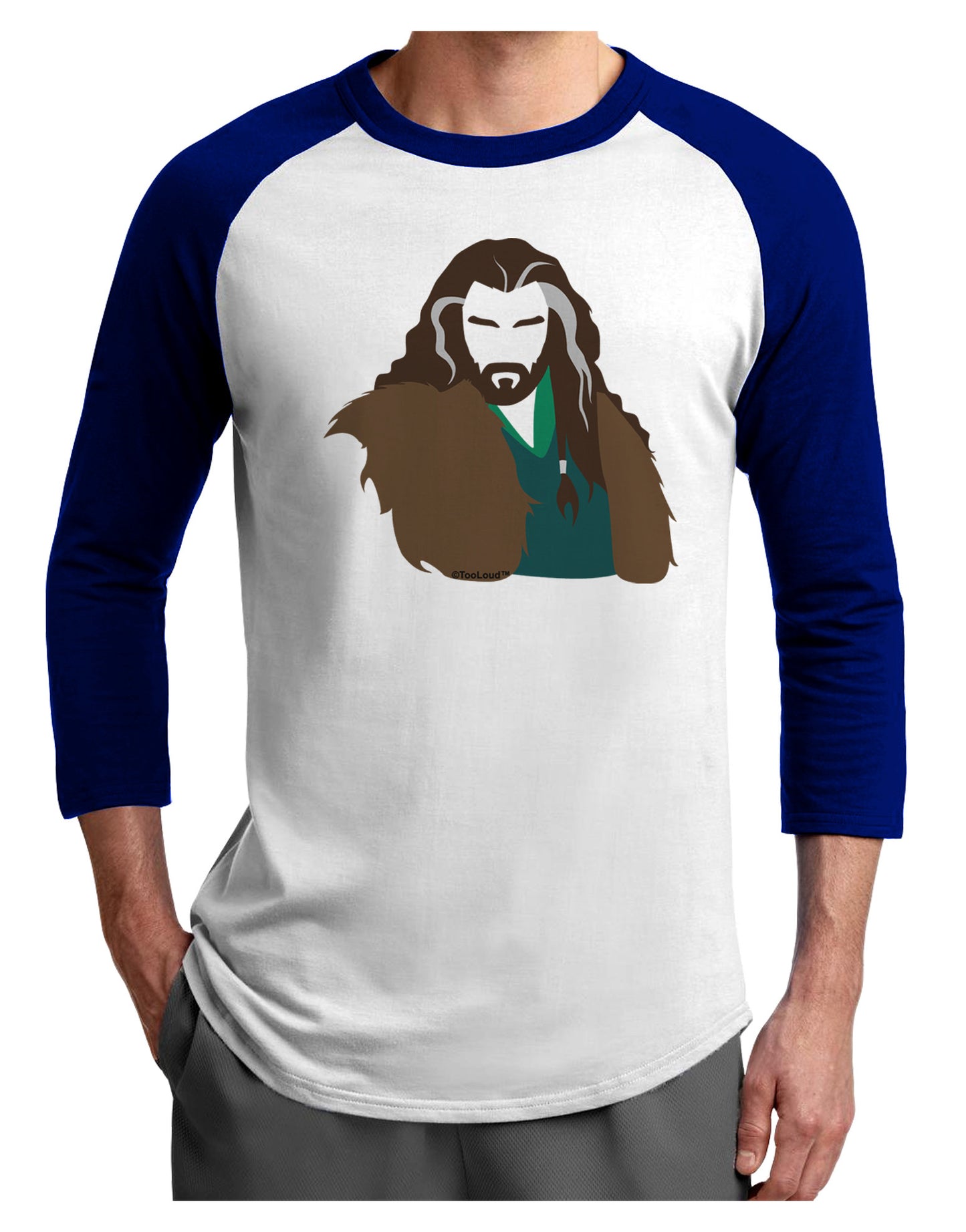Dwarf King Adult Raglan Shirt-TooLoud-White-Royal-X-Small-Davson Sales