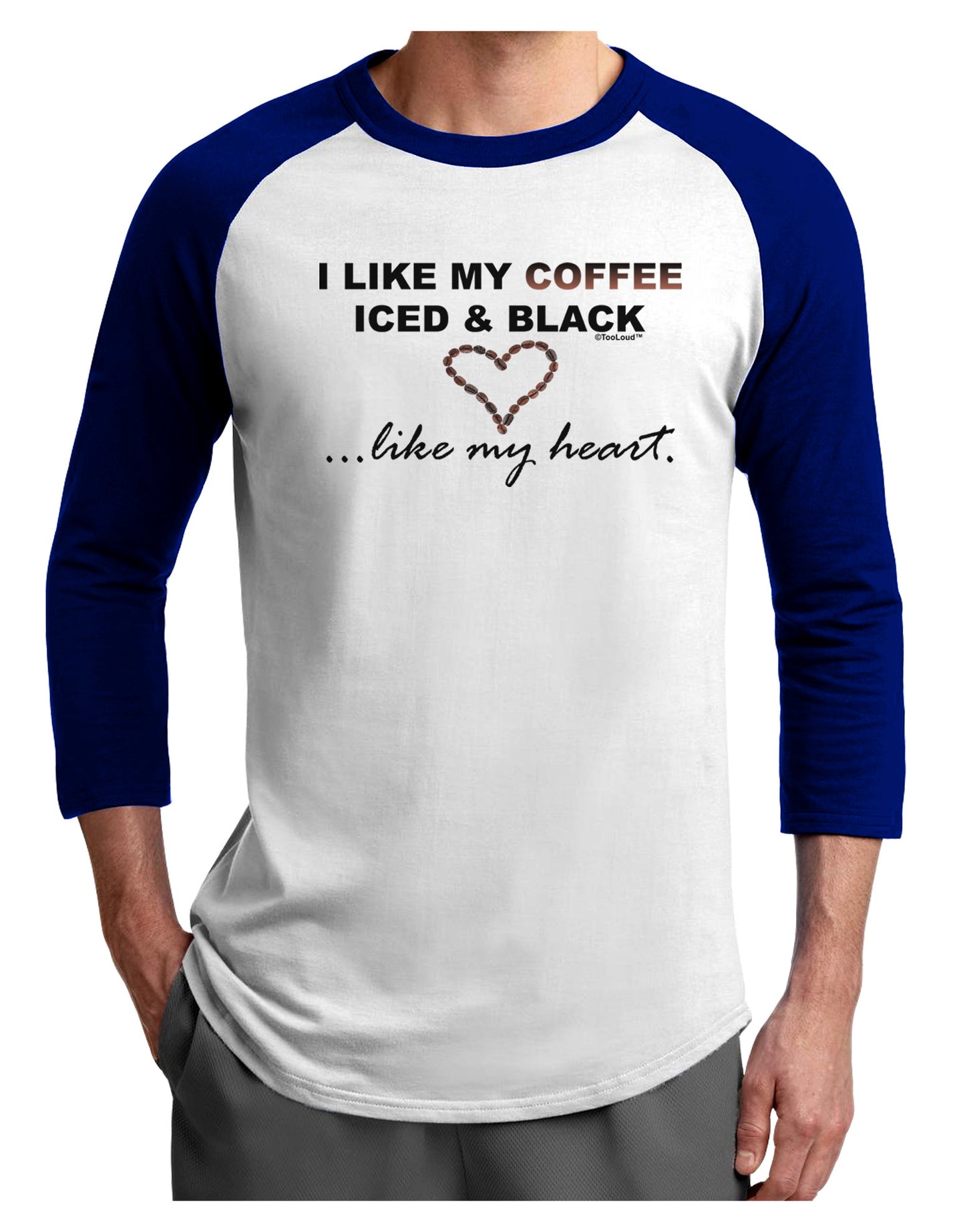 Coffee Iced and Black Adult Raglan Shirt-TooLoud-White-Royal-X-Small-Davson Sales