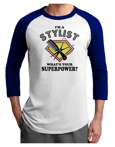 Stylist - Superpower Adult Raglan Shirt-TooLoud-White-Royal-X-Small-Davson Sales