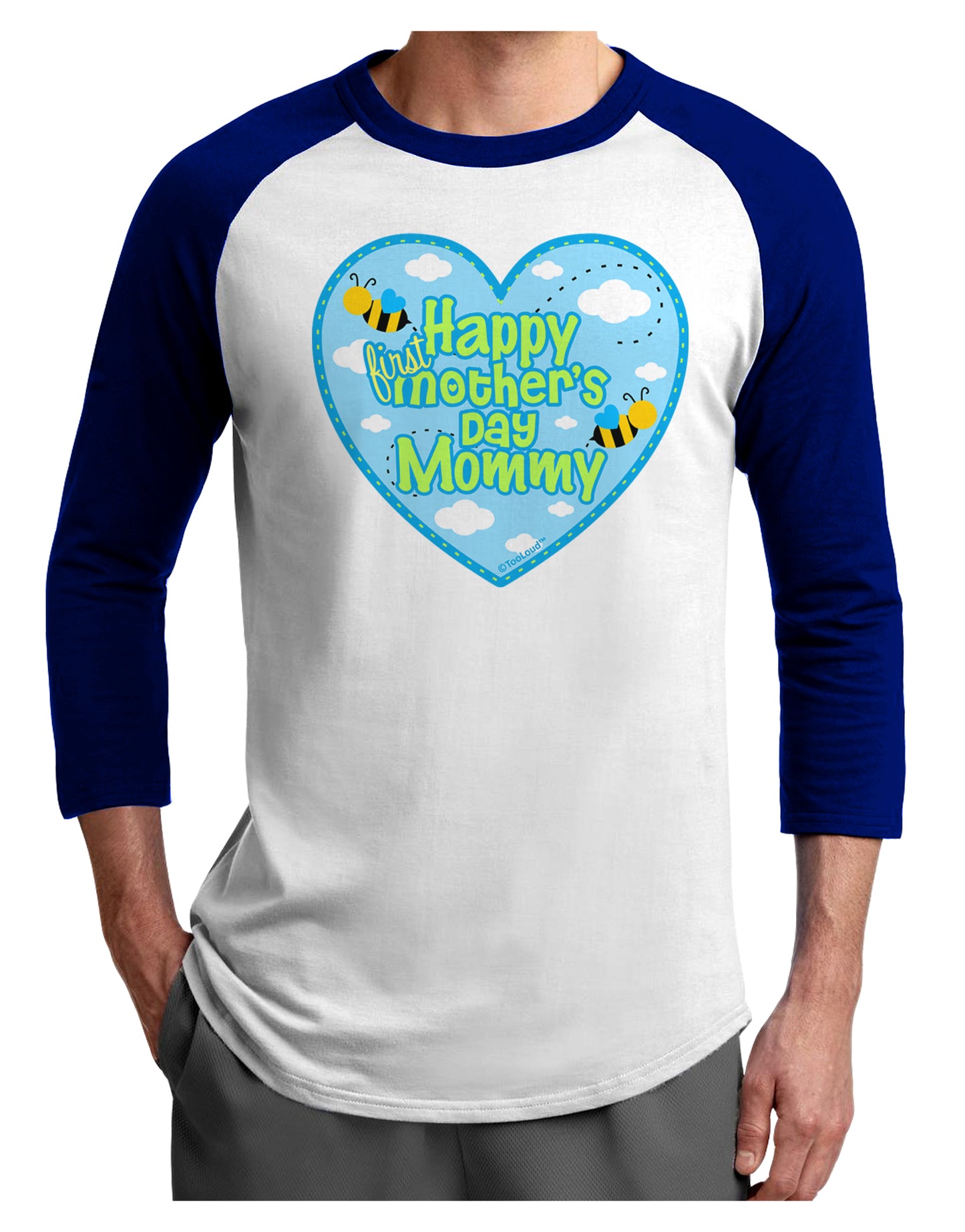 Happy First Mother's Day Mommy - Blue Adult Raglan Shirt by TooLoud-TooLoud-White-Royal-X-Small-Davson Sales