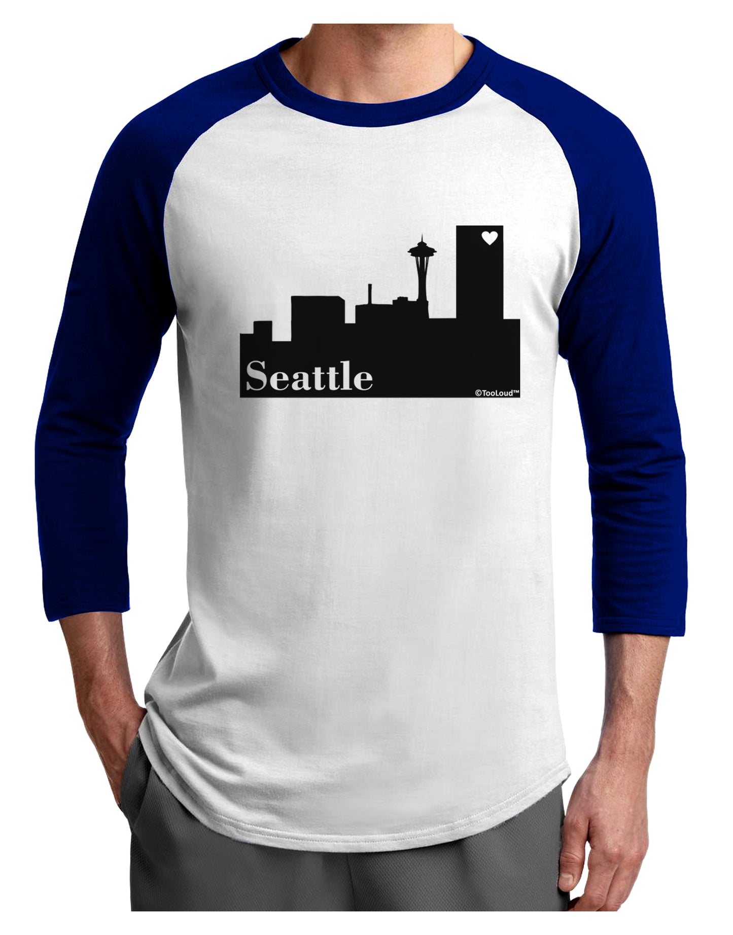 Seattle Skyline with Space Needle Adult Raglan Shirt by TooLoud-TooLoud-White-Royal-X-Small-Davson Sales