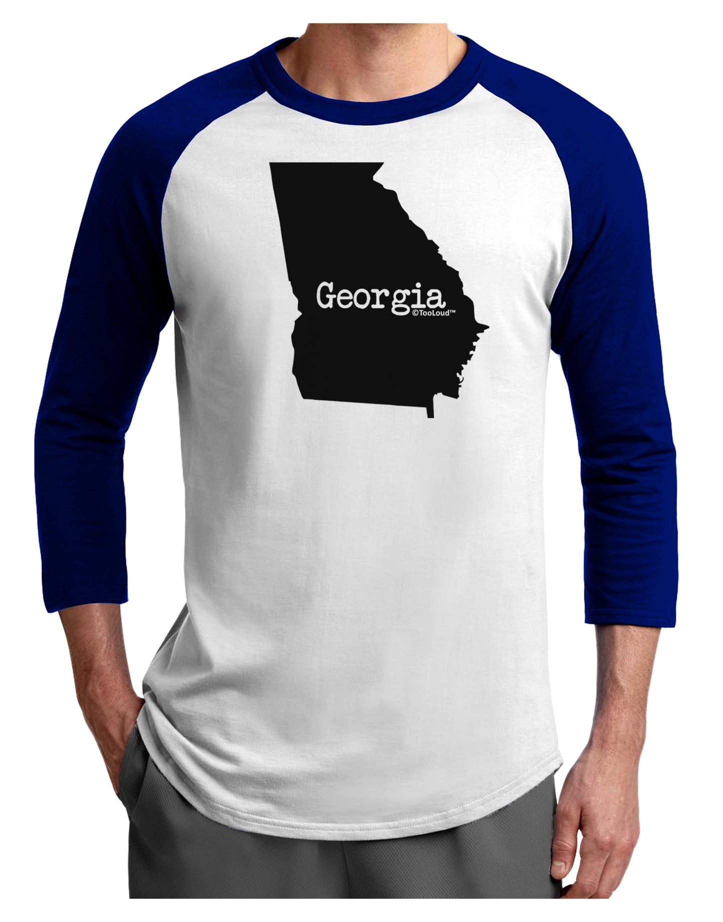 Georgia - United States Shape Adult Raglan Shirt by TooLoud-TooLoud-White-Royal-X-Small-Davson Sales