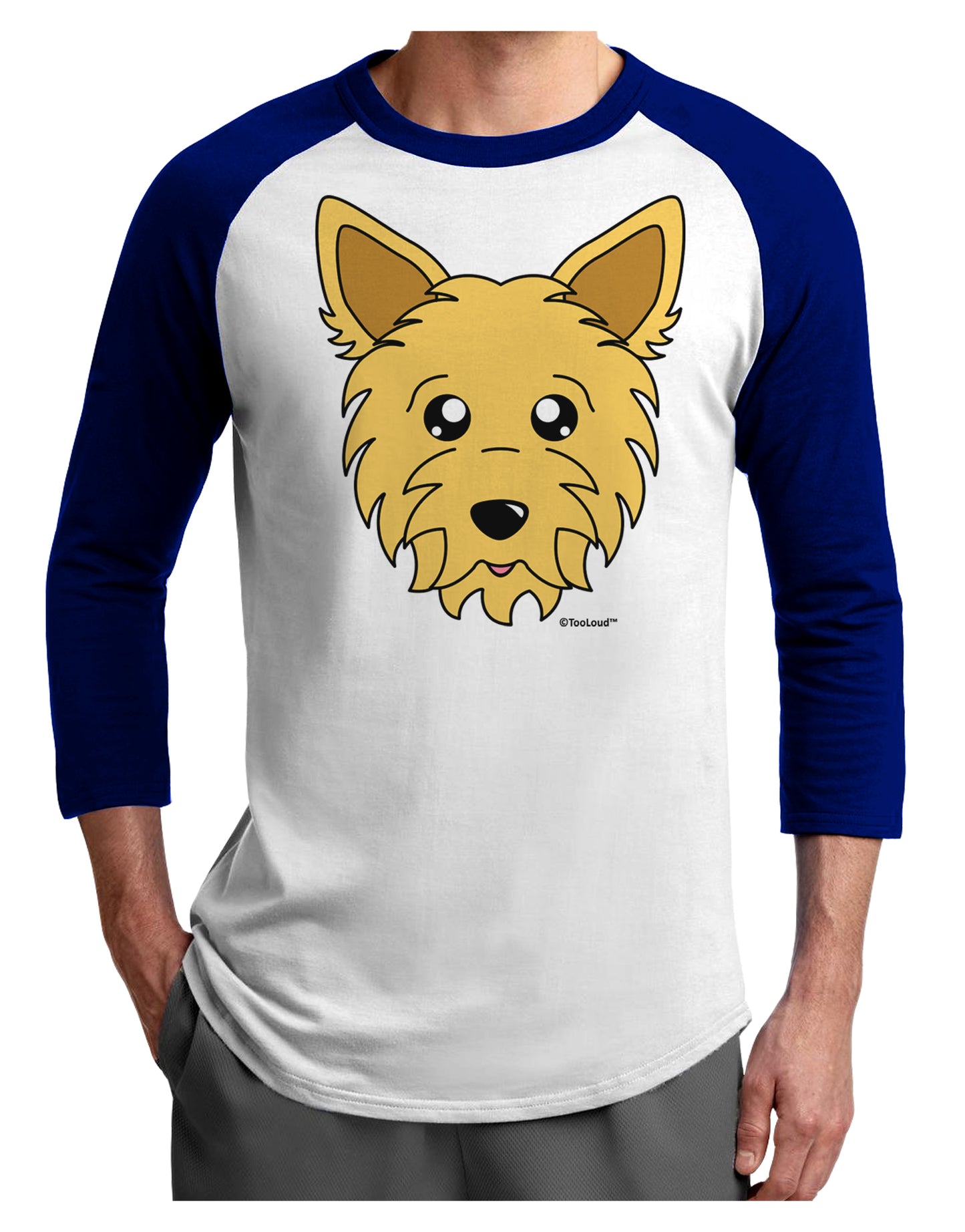 Cute Yorkshire Terrier Yorkie Dog Adult Raglan Shirt by TooLoud-TooLoud-White-Royal-X-Small-Davson Sales