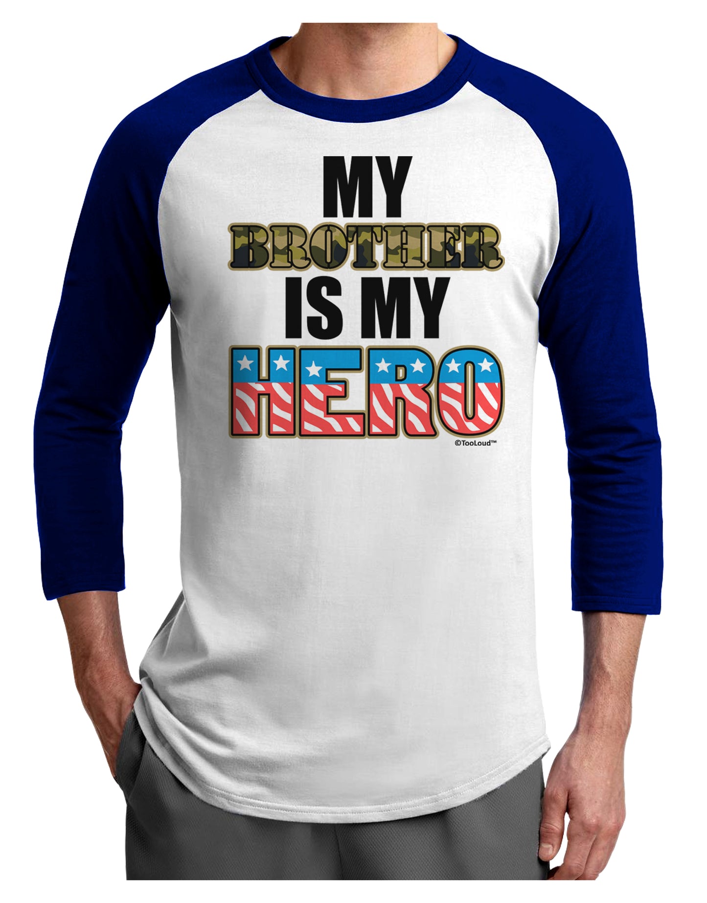 My Brother is My Hero - Armed Forces Adult Raglan Shirt by TooLoud-TooLoud-White-Royal-X-Small-Davson Sales
