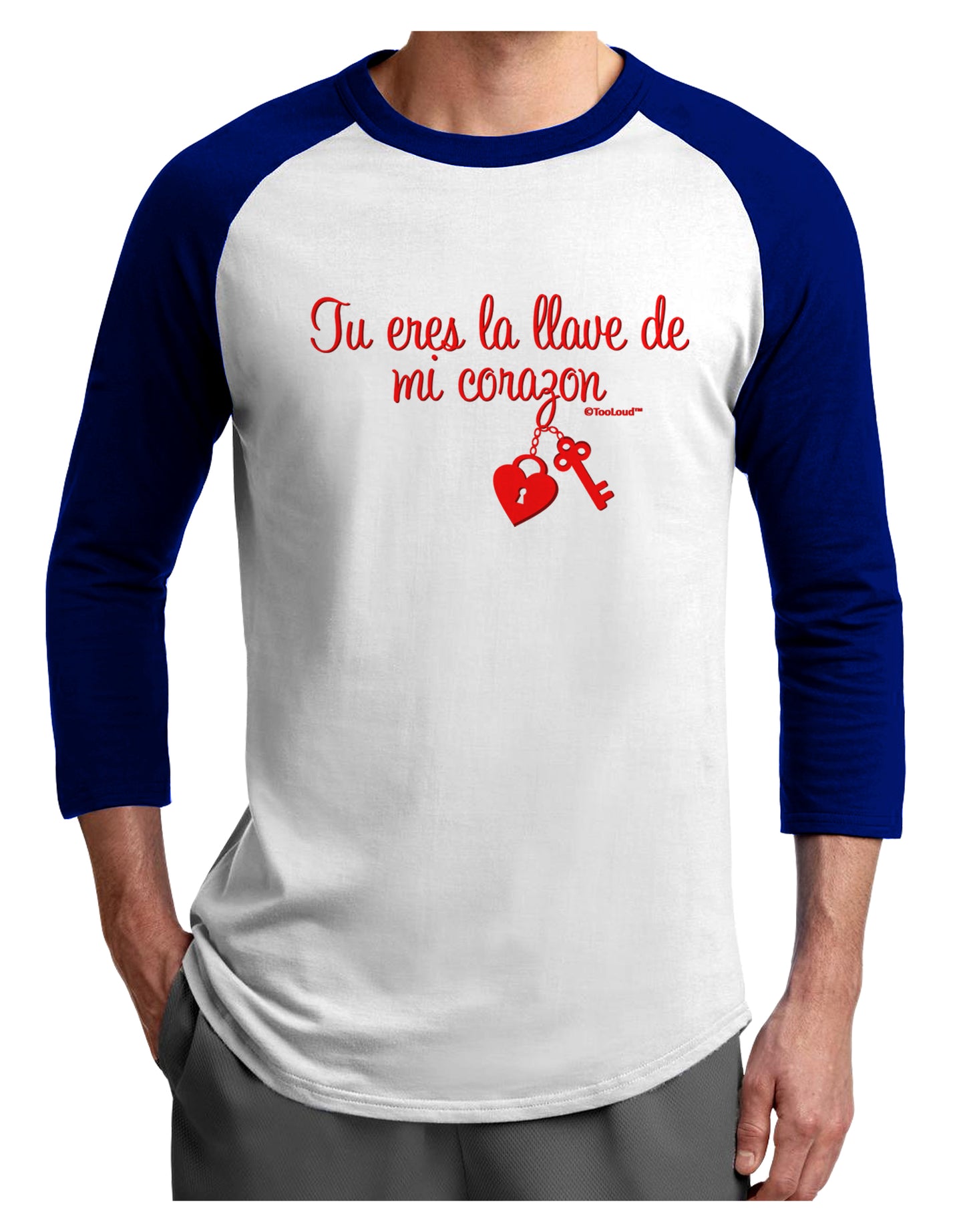 Tu Eres La Llave De Mi Corazon Adult Raglan Shirt by TooLoud-TooLoud-White-Royal-X-Small-Davson Sales