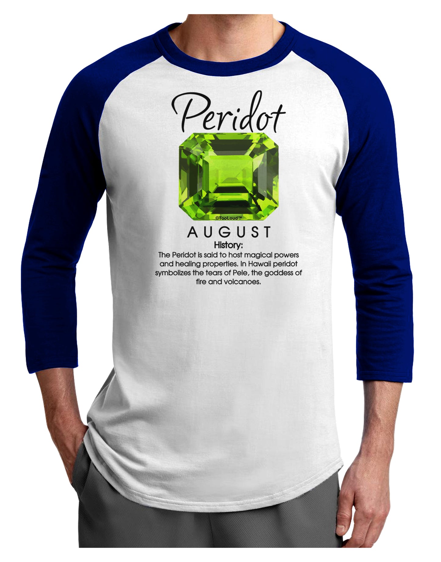 Birthstone Peridot Adult Raglan Shirt-Raglan Shirt-TooLoud-White-Royal-X-Small-Davson Sales