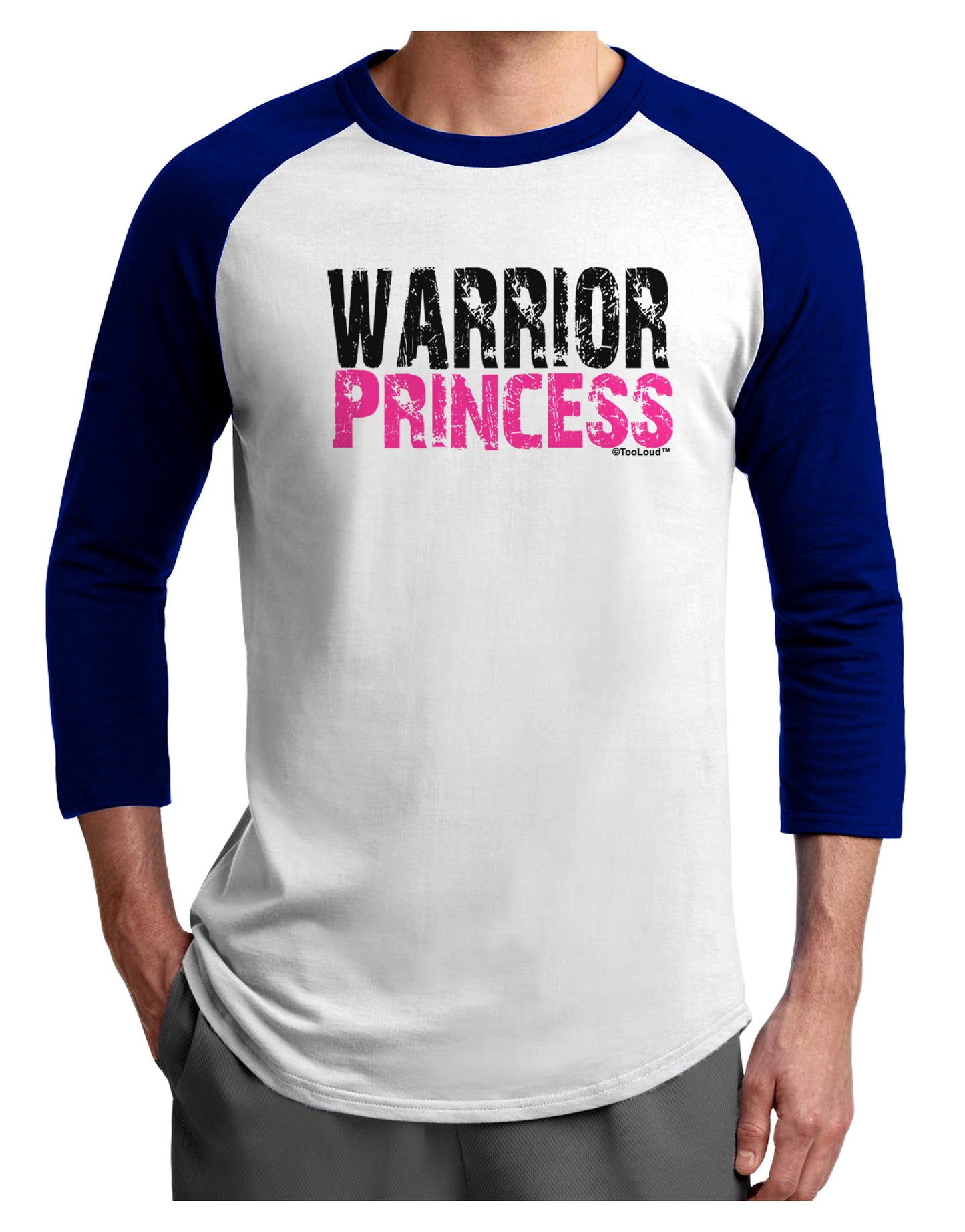 Warrior Princess Pink Adult Raglan Shirt-TooLoud-White-Royal-X-Small-Davson Sales