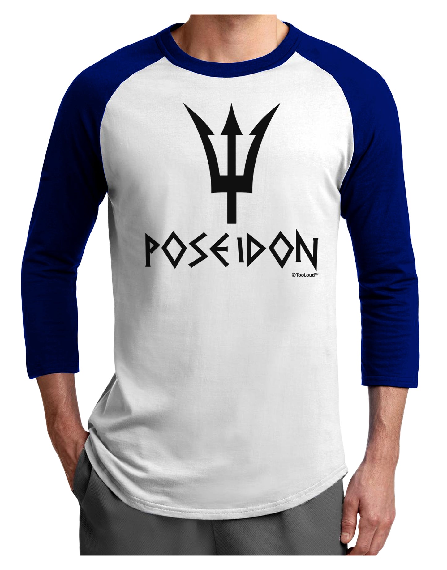 Trident of Poseidon with Text - Greek Mythology Adult Raglan Shirt by TooLoud-TooLoud-White-Royal-X-Small-Davson Sales