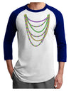 Mardi Gras Beads Necklaces Adult Raglan Shirt-Raglan Shirt-TooLoud-White-Royal-X-Small-Davson Sales