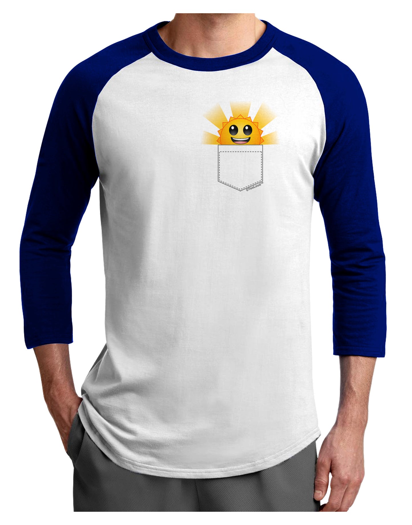 Sunshine In My Pocket Adult Raglan Shirt-Raglan Shirt-TooLoud-White-Royal-X-Small-Davson Sales