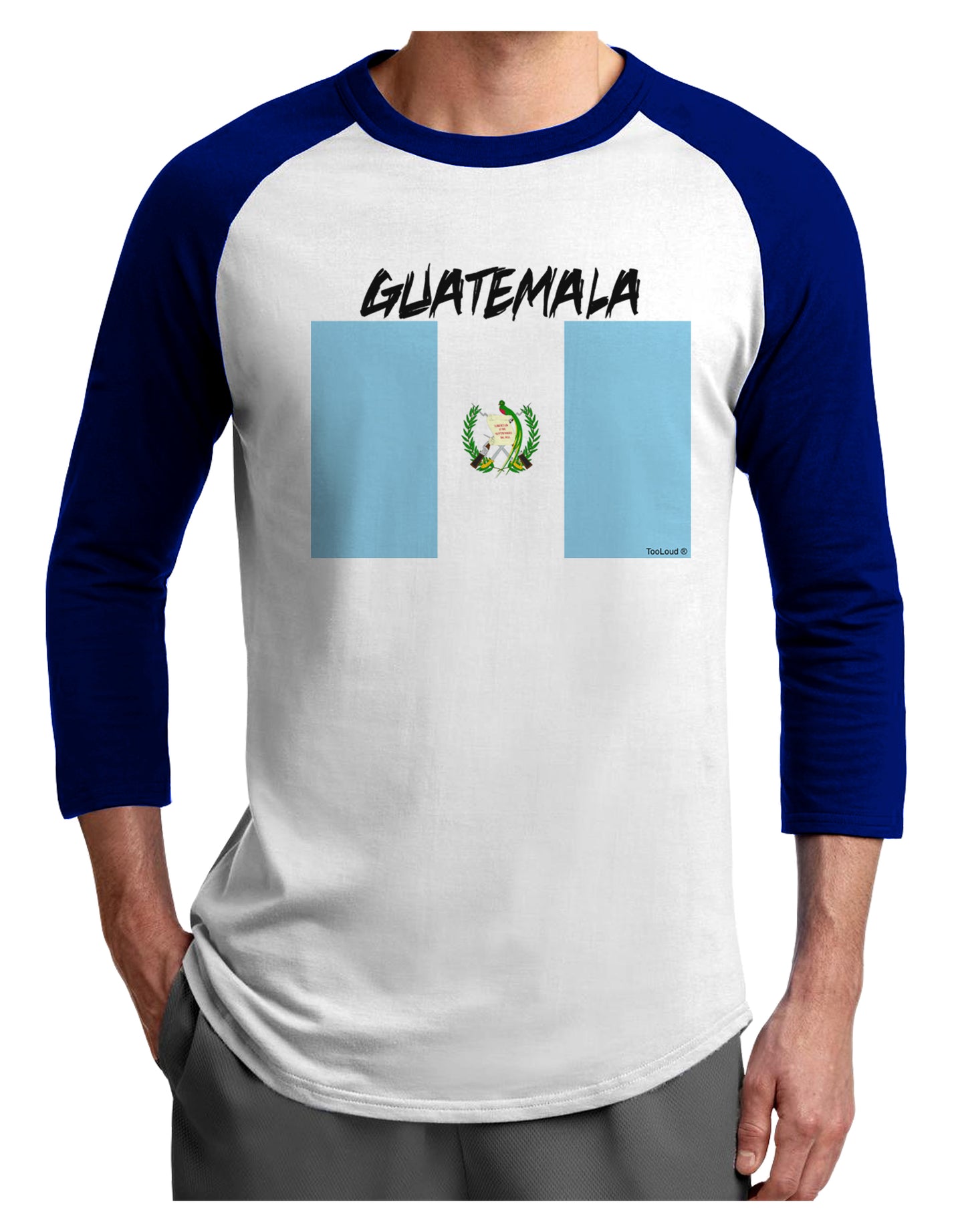 Guatamelan Flag Design Adult Raglan Shirt by TooLoud-TooLoud-White-Royal-X-Small-Davson Sales