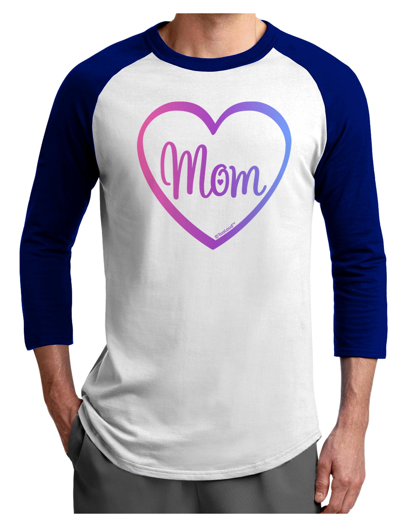Mom Heart Design - Gradient Colors Adult Raglan Shirt by TooLoud-TooLoud-White-Royal-X-Small-Davson Sales