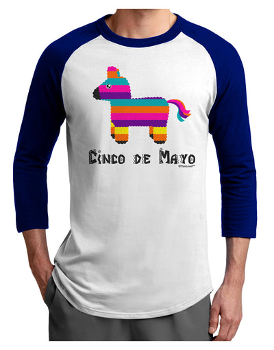 Colorful Pinata Design - Cinco de Mayo Adult Raglan Shirt by TooLoud-TooLoud-White-Royal-X-Small-Davson Sales