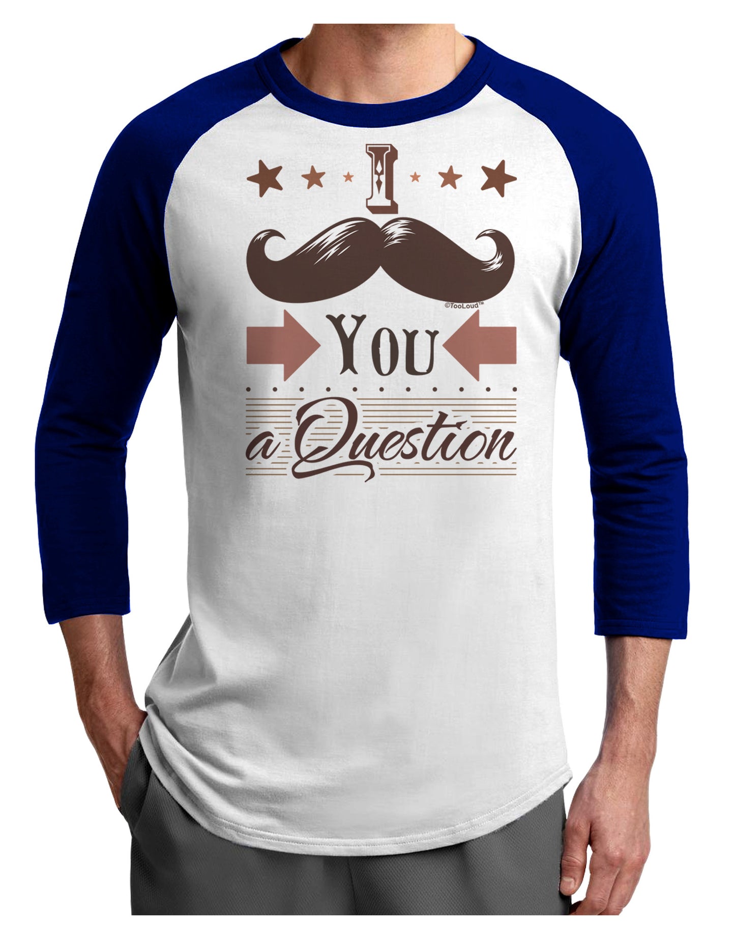I Mustache You a Question Adult Raglan Shirt-Raglan Shirt-TooLoud-White-Royal-X-Small-Davson Sales
