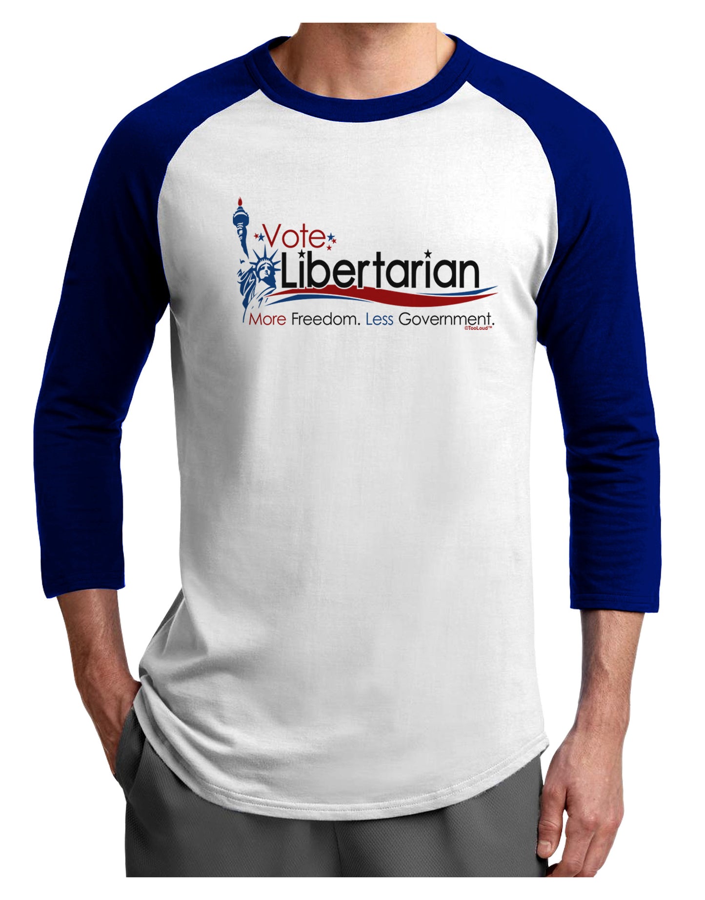 Libertarian Slogan Adult Raglan Shirt-Raglan Shirt-TooLoud-White-Royal-X-Small-Davson Sales