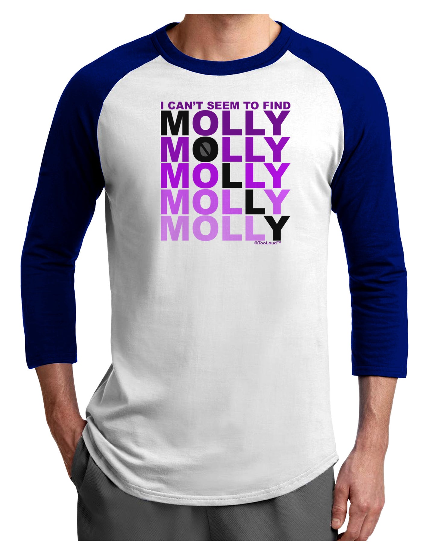 Find Molly Purple Adult Raglan Shirt-Raglan Shirt-TooLoud-White-Royal-X-Small-Davson Sales