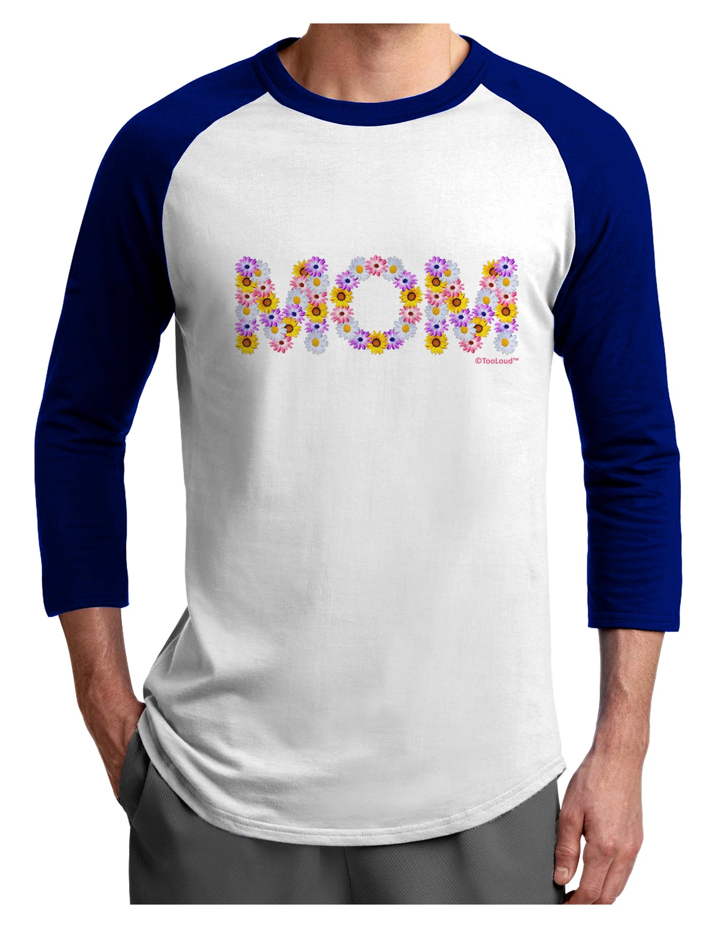 Mom Flowers Design Adult Raglan Shirt by TooLoud-TooLoud-White-Royal-X-Small-Davson Sales