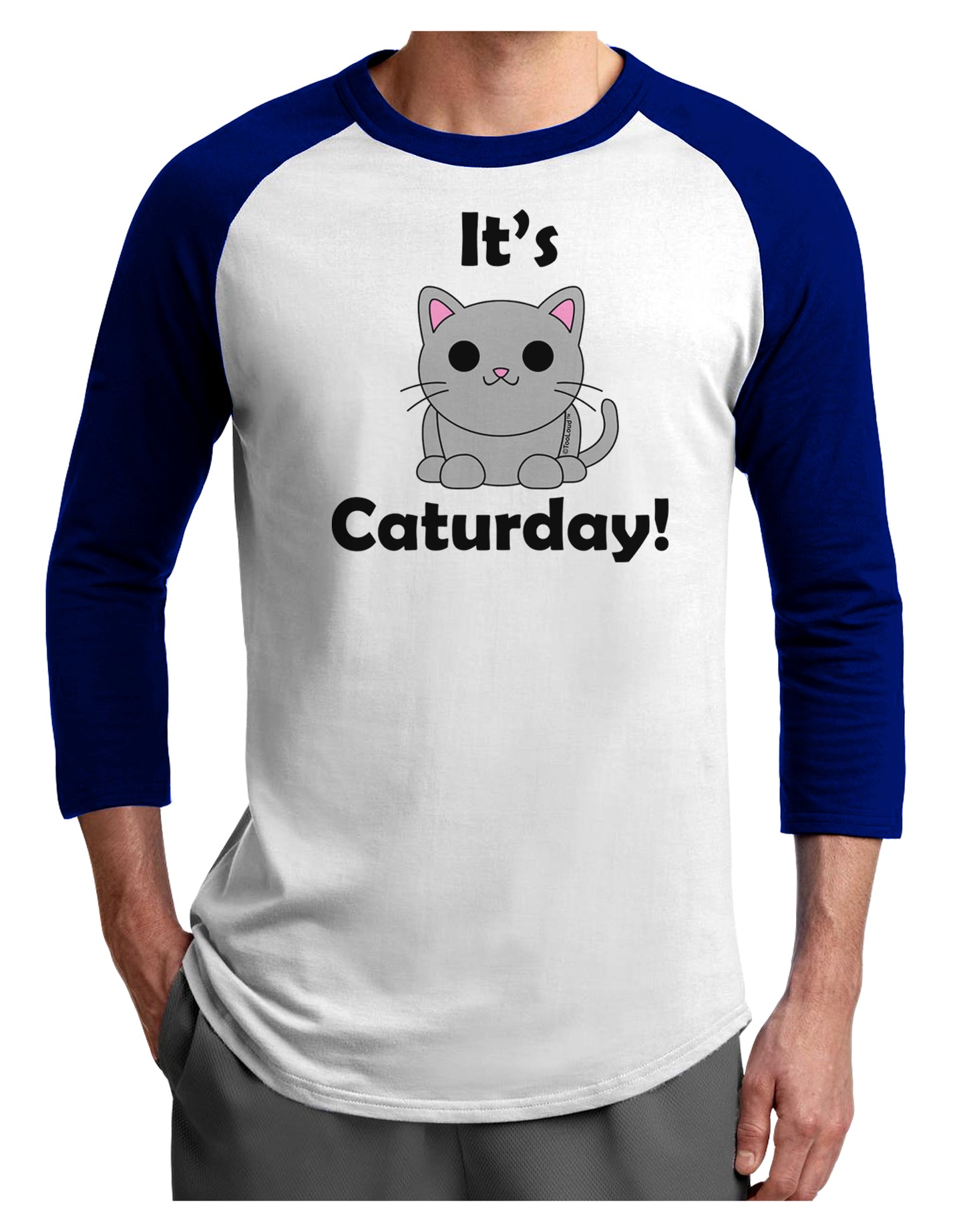 It's Caturday Cute Cat Design Adult Raglan Shirt by TooLoud-TooLoud-White-Royal-X-Small-Davson Sales