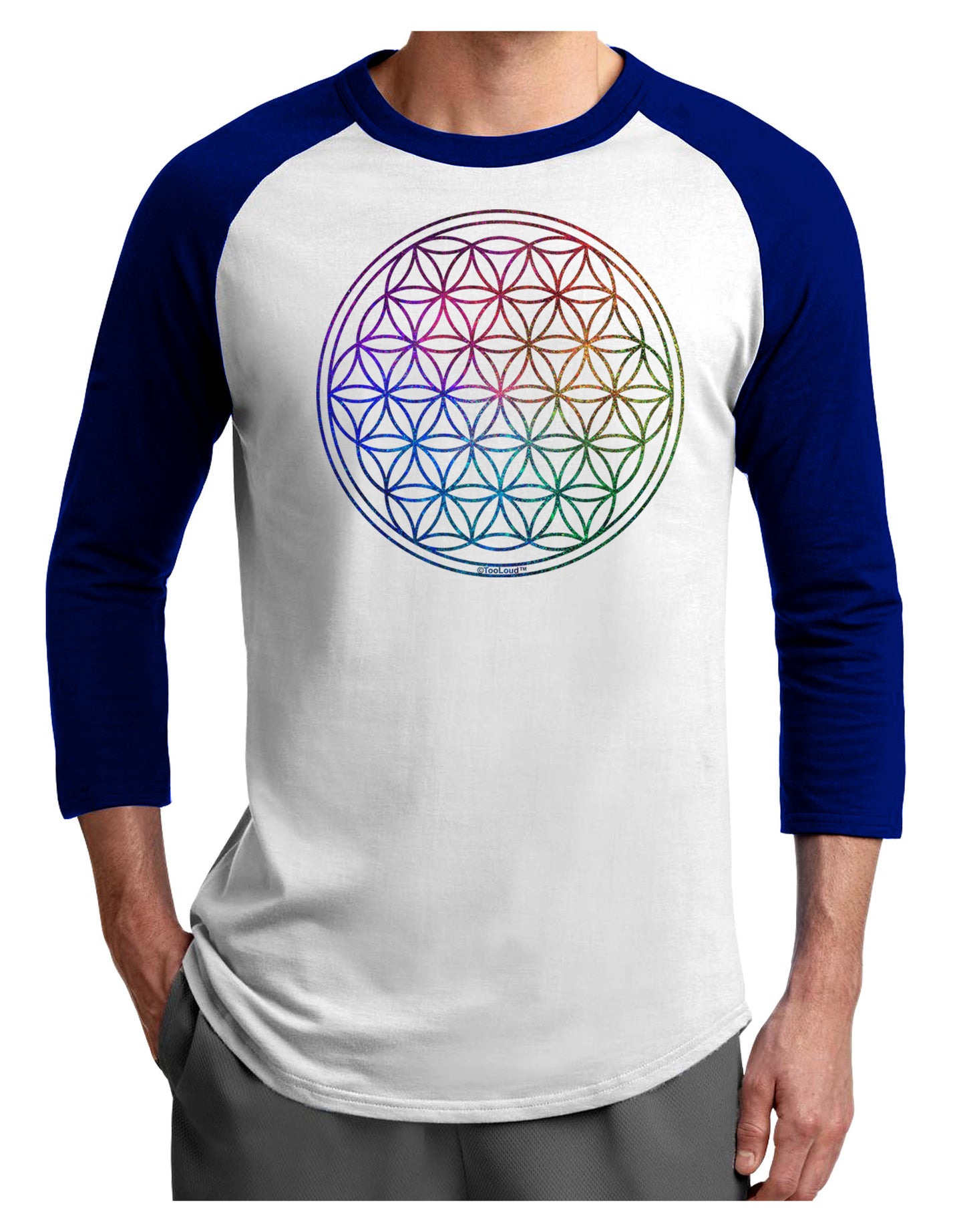 Flower of Life Circle Adult Raglan Shirt-Raglan Shirt-TooLoud-White-Royal-X-Small-Davson Sales