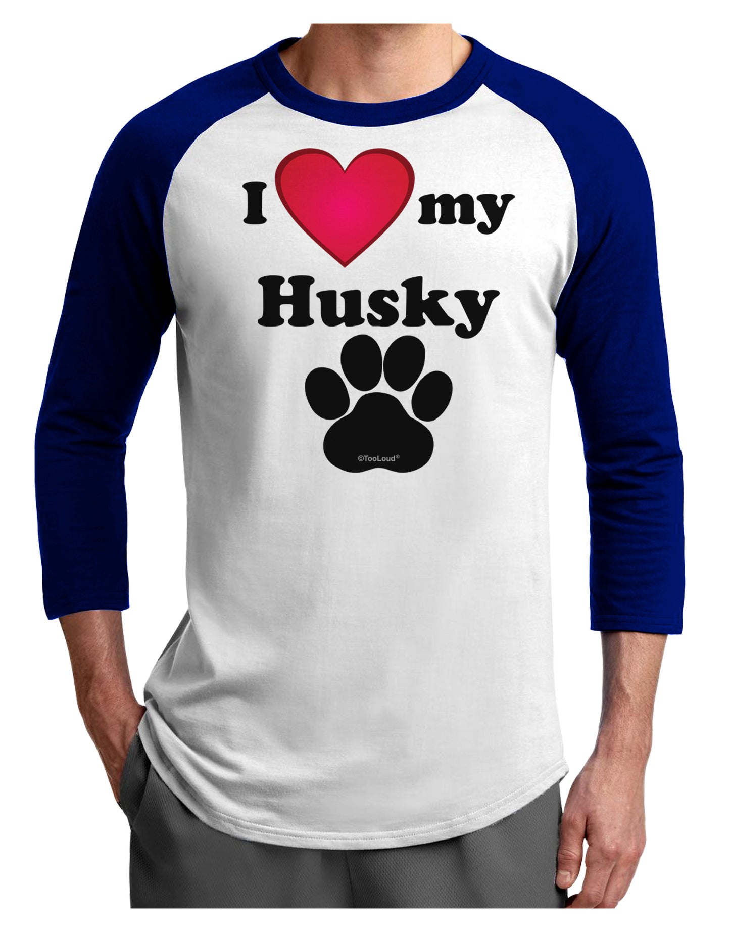 I Heart My Husky Adult Raglan Shirt by TooLoud-TooLoud-White-Royal-X-Small-Davson Sales