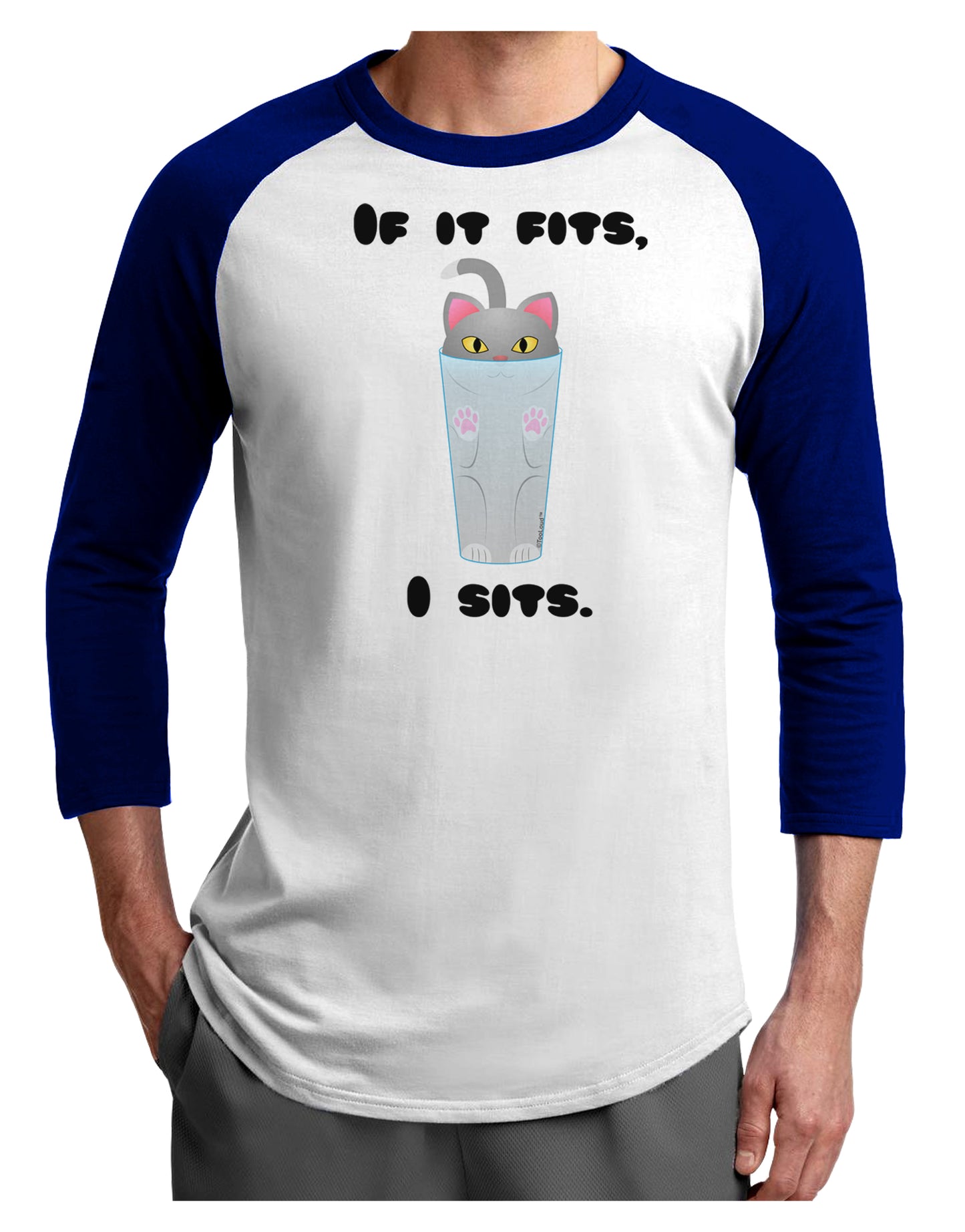 If It Fits - Cute Cat Design Adult Raglan Shirt by TooLoud-TooLoud-White-Royal-X-Small-Davson Sales