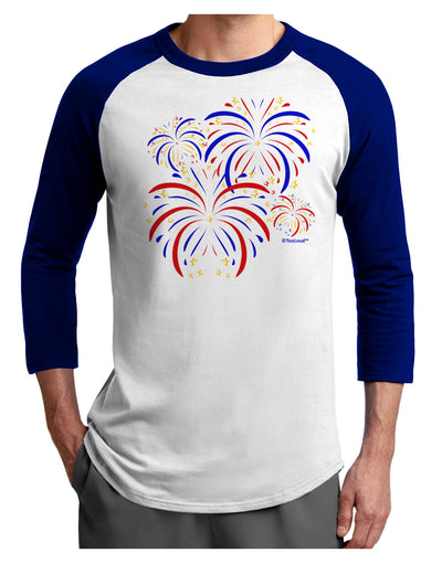 Patriotic Fireworks with Bursting Stars Adult Raglan Shirt by TooLoud-TooLoud-White-Royal-X-Small-Davson Sales