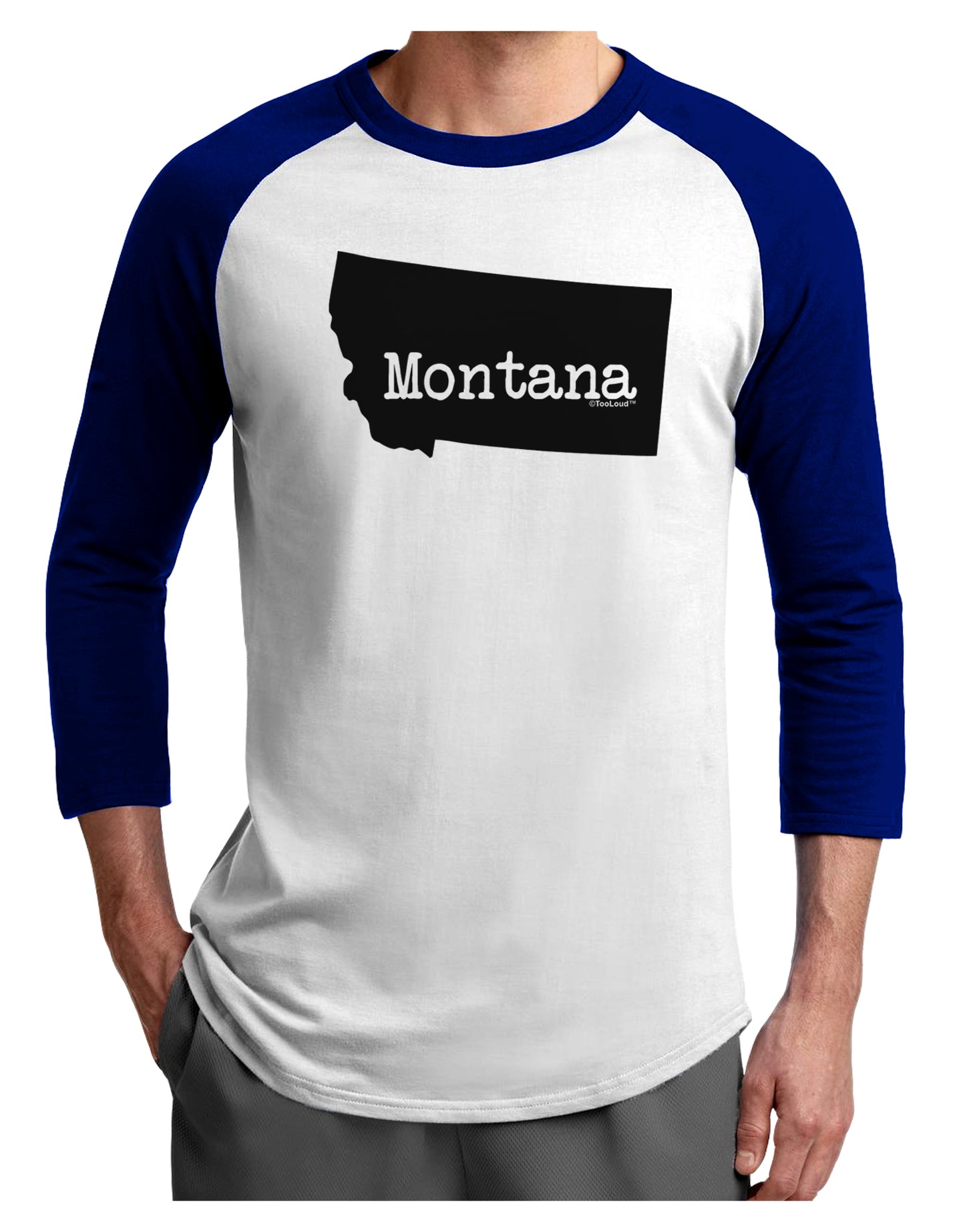 Montana - United States Shape Adult Raglan Shirt by TooLoud-TooLoud-White-Royal-X-Small-Davson Sales