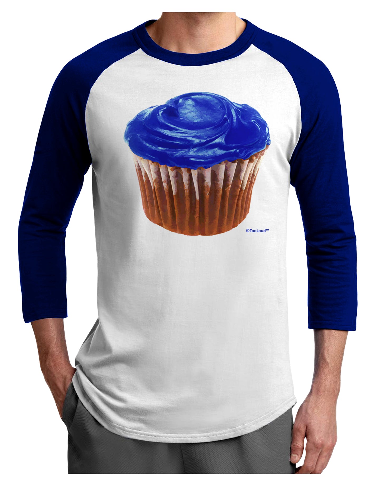 Giant Bright Blue Cupcake Adult Raglan Shirt by TooLoud-TooLoud-White-Royal-X-Small-Davson Sales