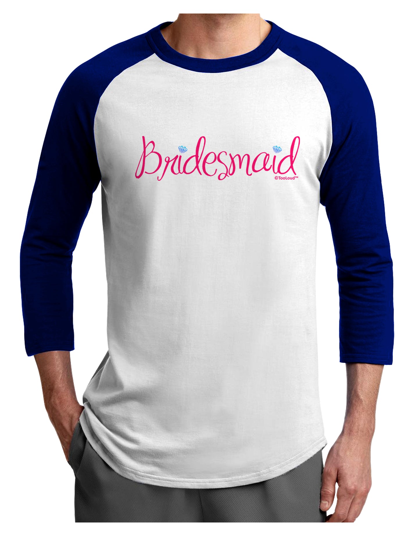 Bridesmaid Design - Diamonds - Color Adult Raglan Shirt-TooLoud-White-Royal-X-Small-Davson Sales