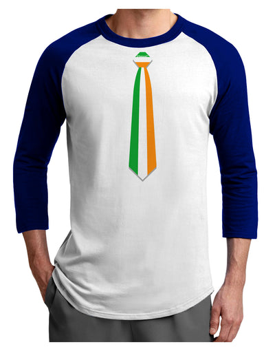 Faux Irish Flag Tie St Patricks Day Adult Raglan Shirt-Raglan Shirt-TooLoud-White-Royal-X-Small-Davson Sales