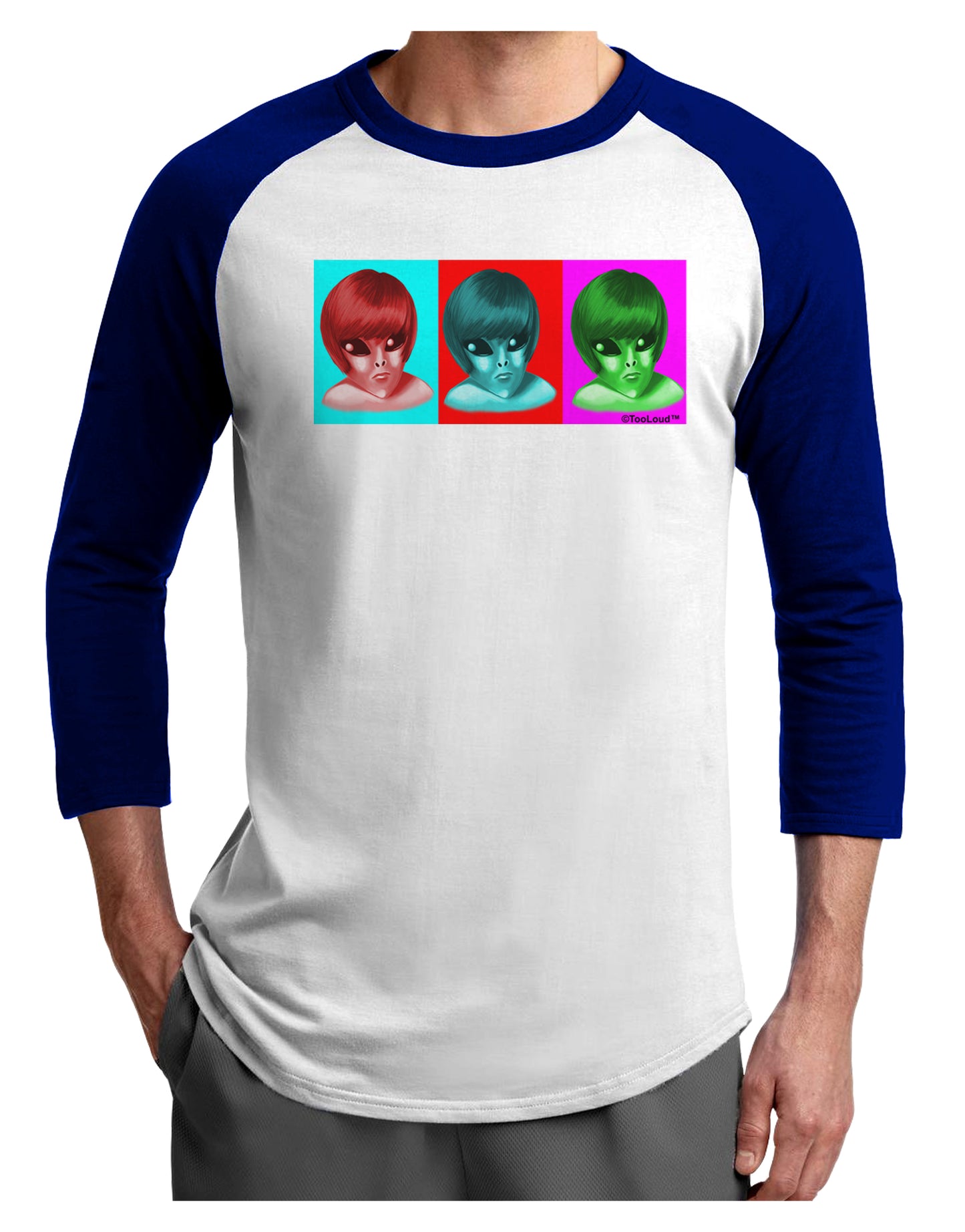 Extraterrestial Pop-art #2 Adult Raglan Shirt by TooLoud-TooLoud-White-Royal-X-Small-Davson Sales