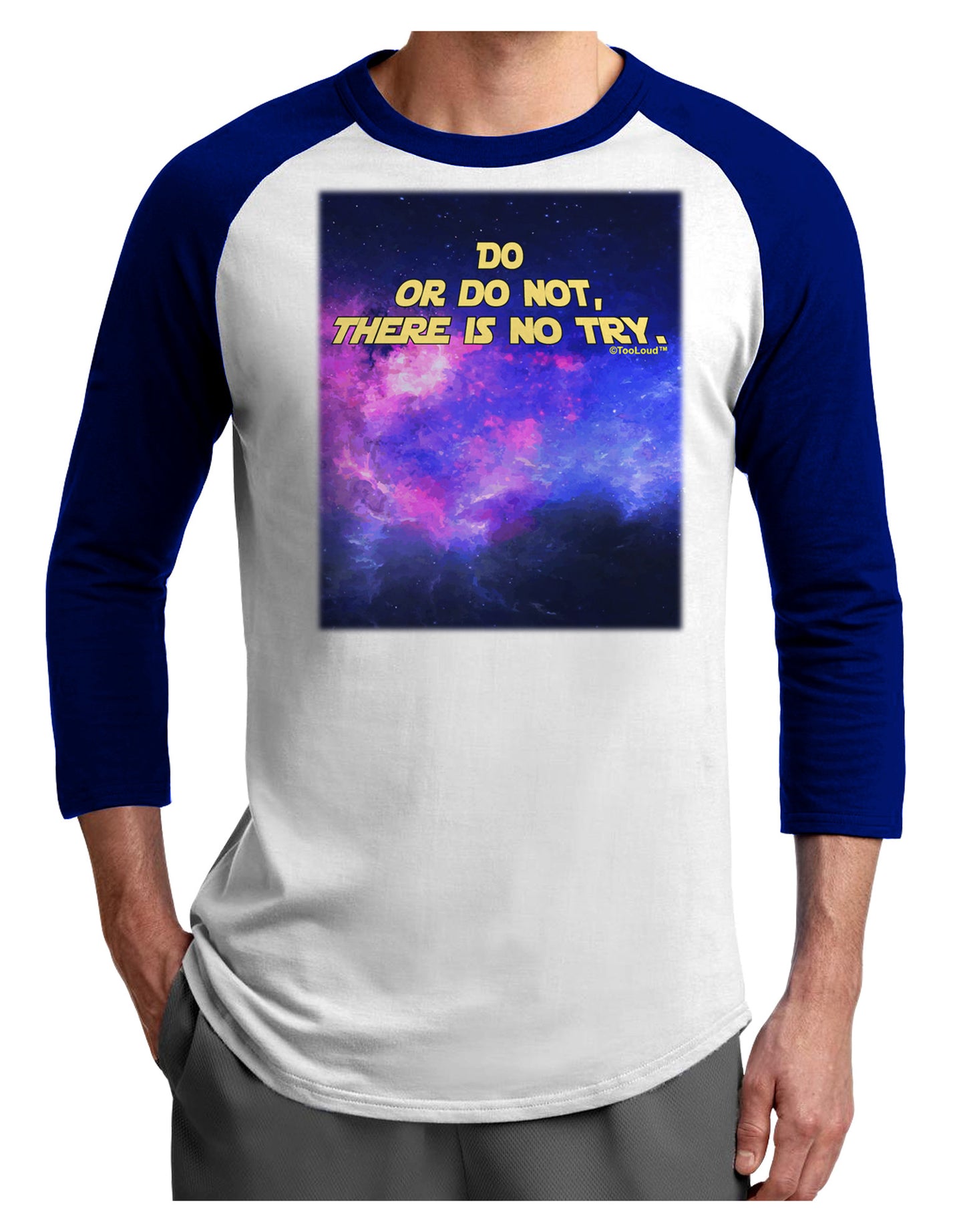 Do or Do Not Adult Raglan Shirt-TooLoud-White-Royal-X-Small-Davson Sales