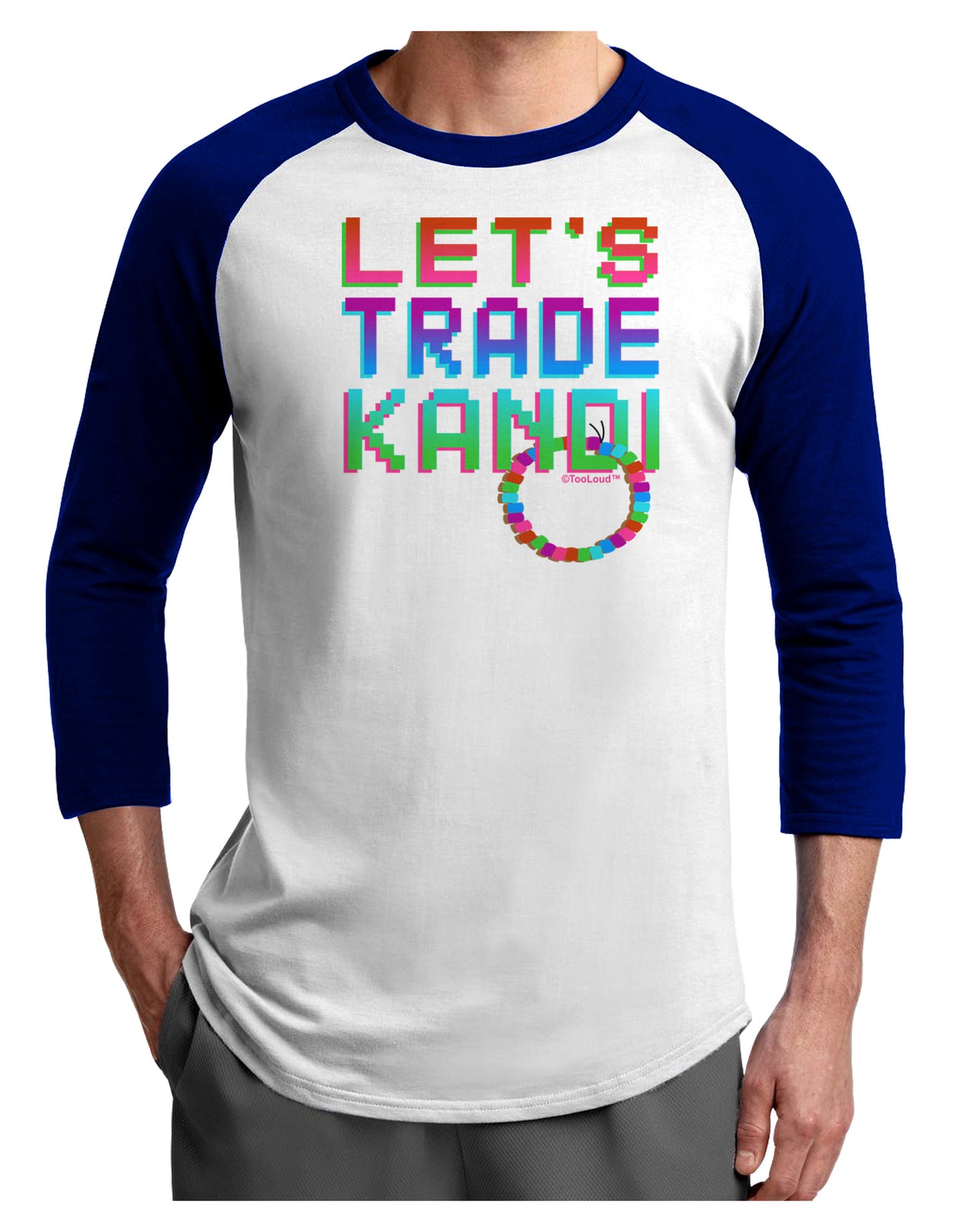 Let's Trade Kandi Adult Raglan Shirt-Raglan Shirt-TooLoud-White-Royal-X-Small-Davson Sales