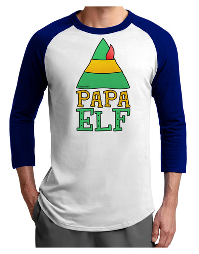 Matching Christmas Design - Elf Family - Papa Elf Adult Raglan Shirt-Raglan Shirt-TooLoud-White-Royal-X-Small-Davson Sales