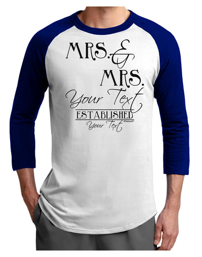 Personalized Mrs and Mrs Lesbian Wedding - Name- Established -Date- Design Adult Raglan Shirt-TooLoud-White-Royal-X-Small-Davson Sales