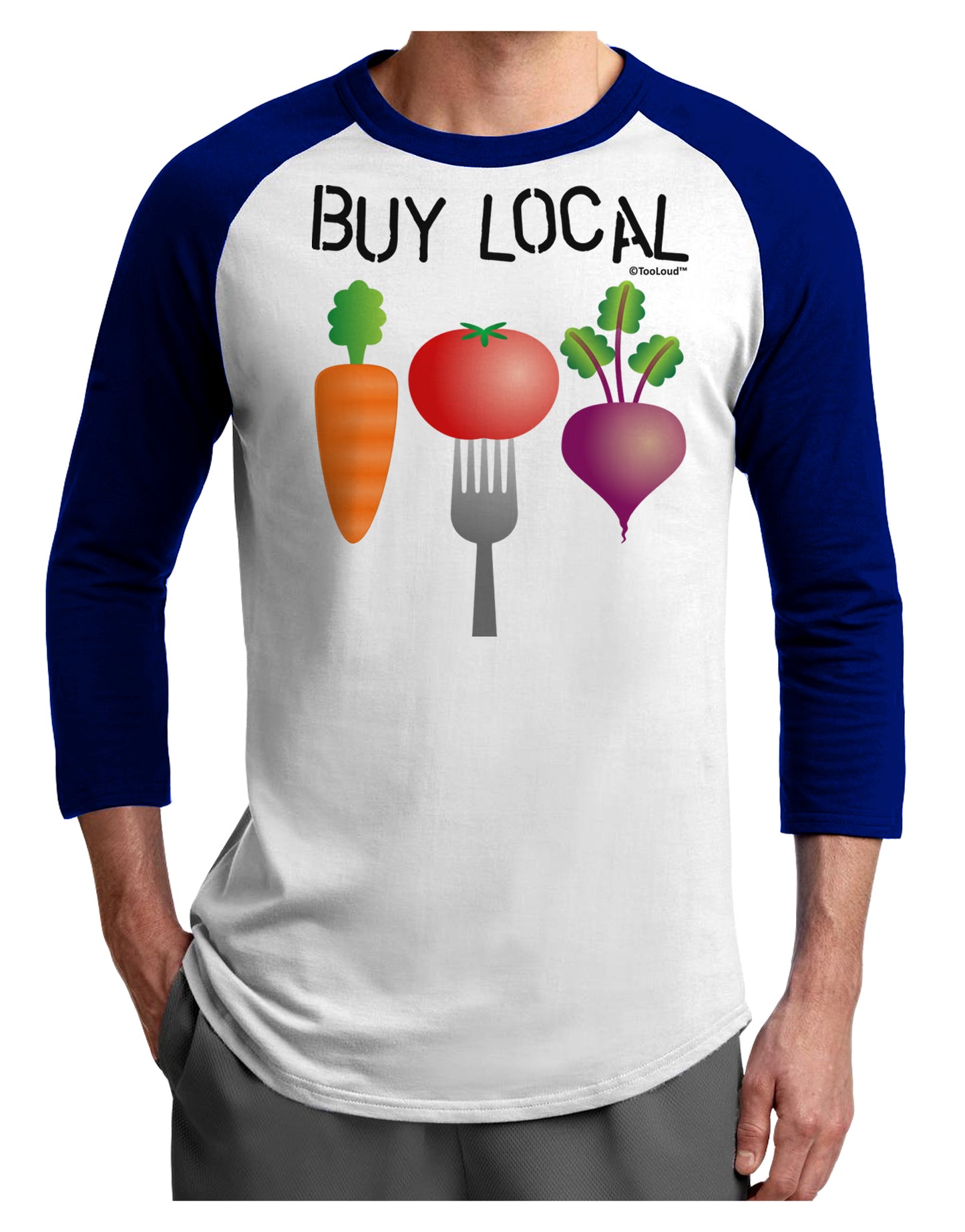 Buy Local - Vegetables Design Adult Raglan Shirt-TooLoud-White-Royal-X-Small-Davson Sales
