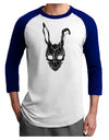 Scary Bunny Face Black Distressed Adult Raglan Shirt-TooLoud-White-Royal-X-Small-Davson Sales
