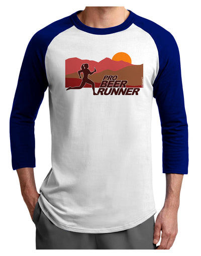 Pro Beer Runner Woman Adult Raglan Shirt-TooLoud-White-Royal-X-Small-Davson Sales