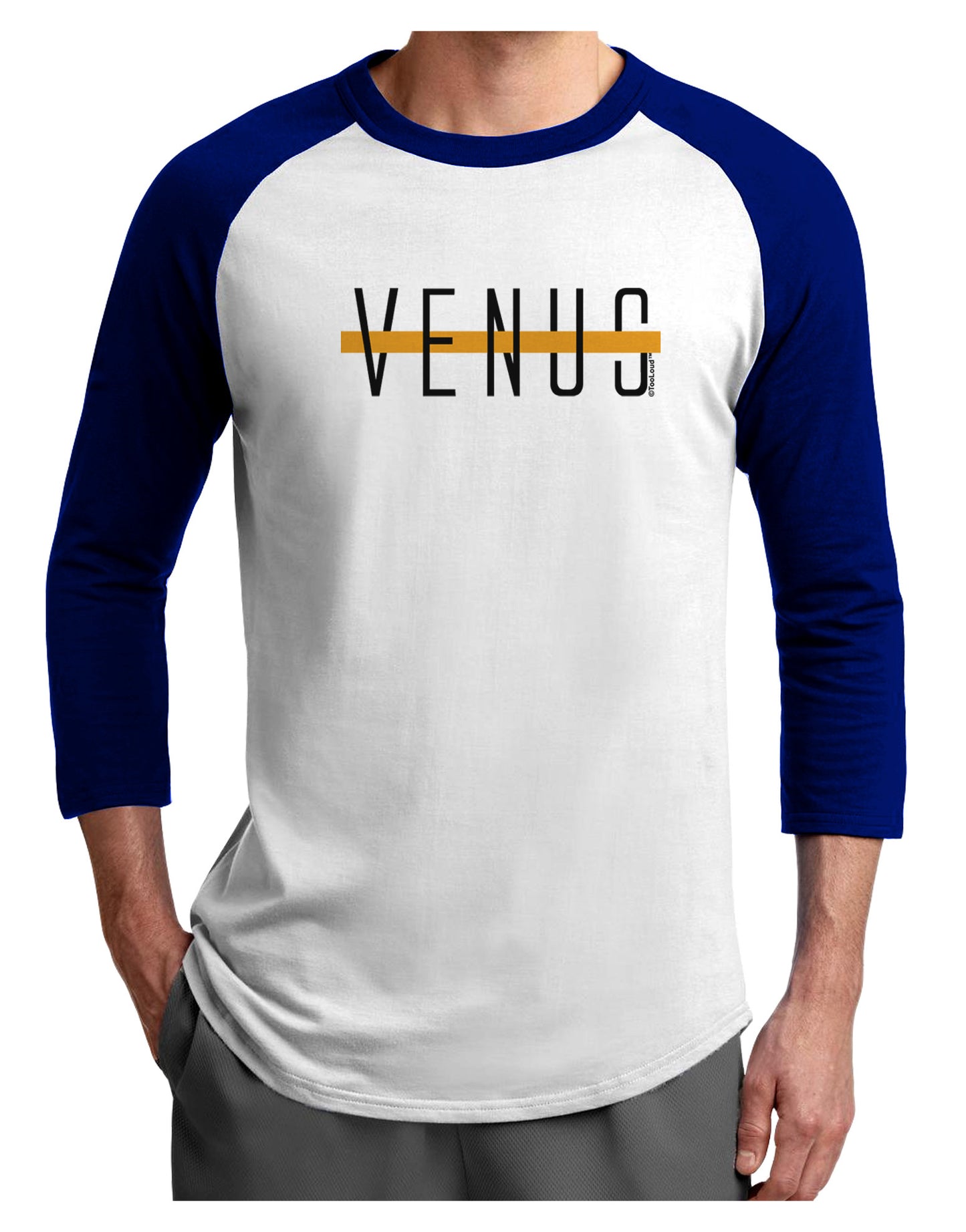 Planet Venus Text Only Adult Raglan Shirt-Raglan Shirt-TooLoud-White-Royal-X-Small-Davson Sales