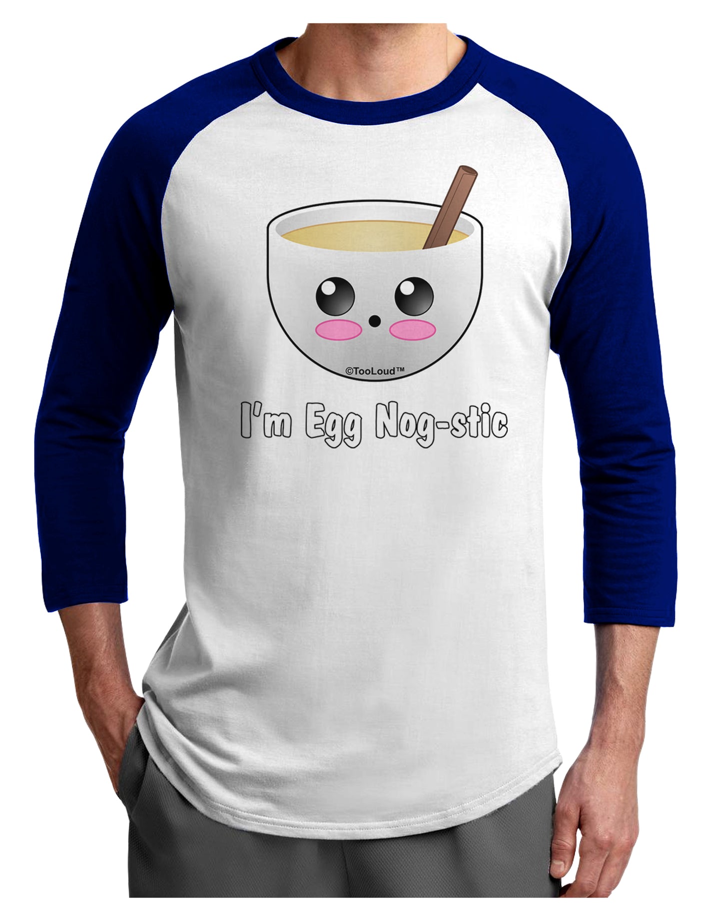 I'm Egg Nog-stic - Cute Egg Nog Adult Raglan Shirt by TooLoud-TooLoud-White-Royal-X-Small-Davson Sales