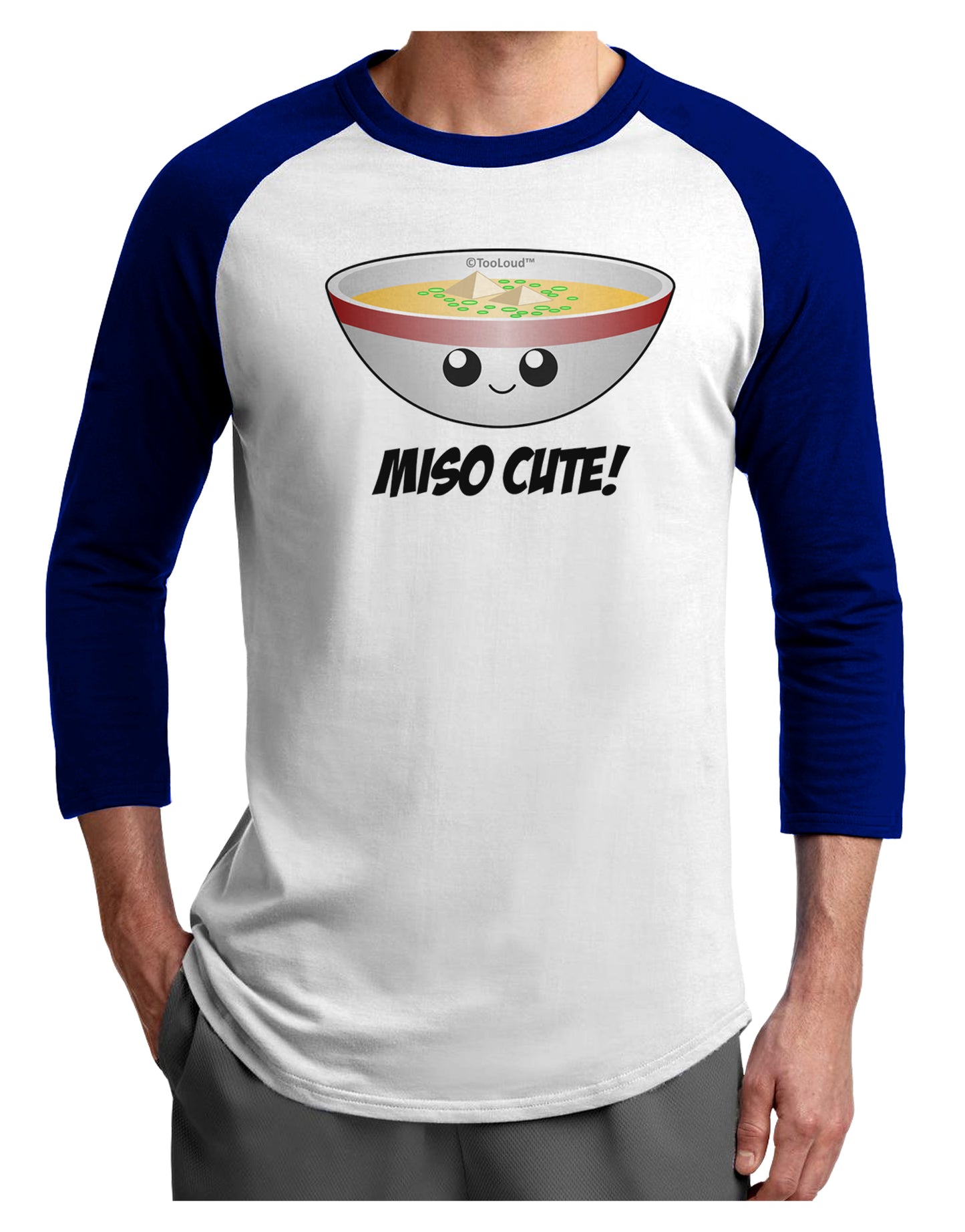 Miso Cute - Cute Miso Soup Bowl Adult Raglan Shirt by TooLoud-TooLoud-White-Royal-X-Small-Davson Sales