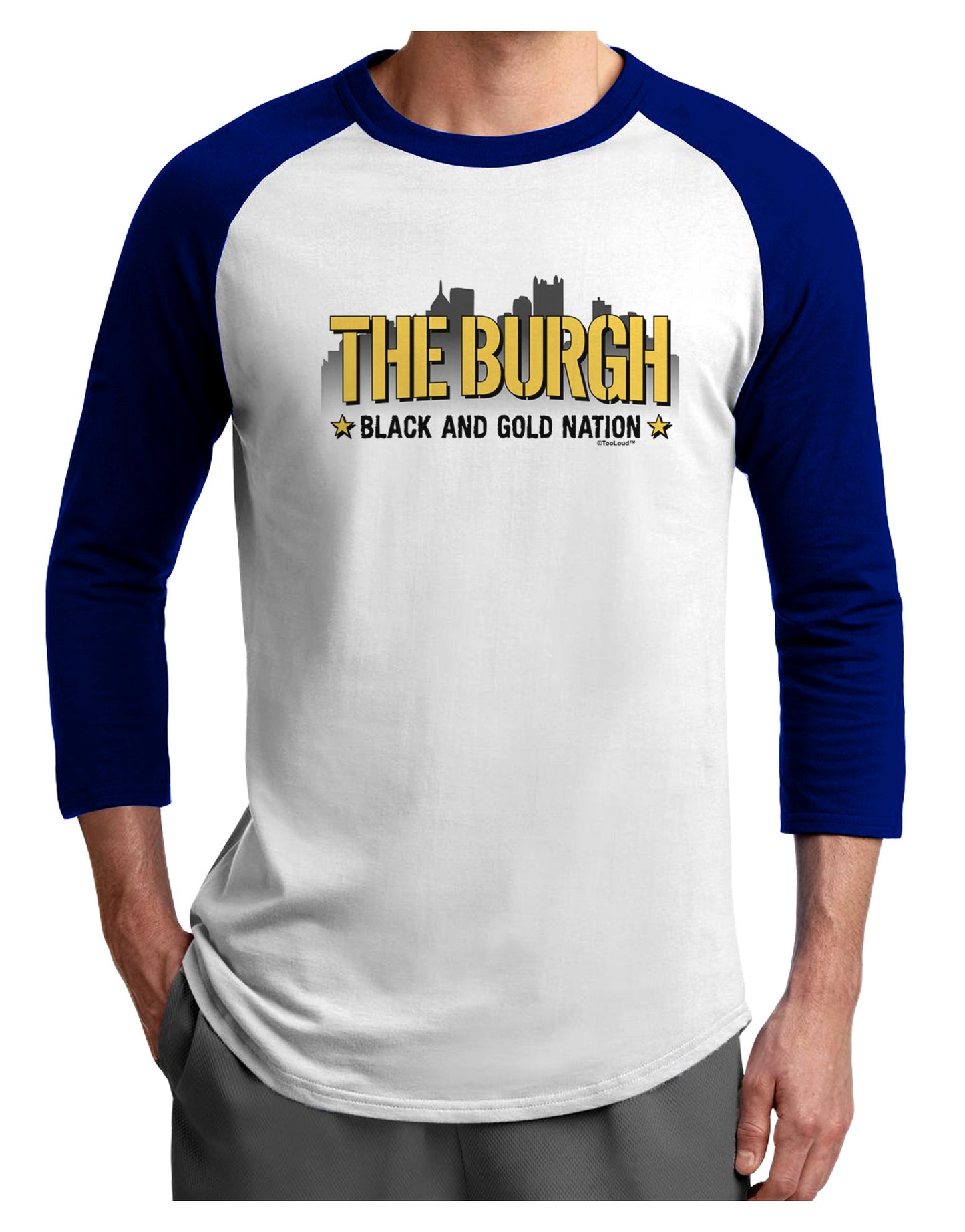 The Burgh Adult Raglan Shirt-Raglan Shirt-TooLoud-White-Royal-X-Small-Davson Sales