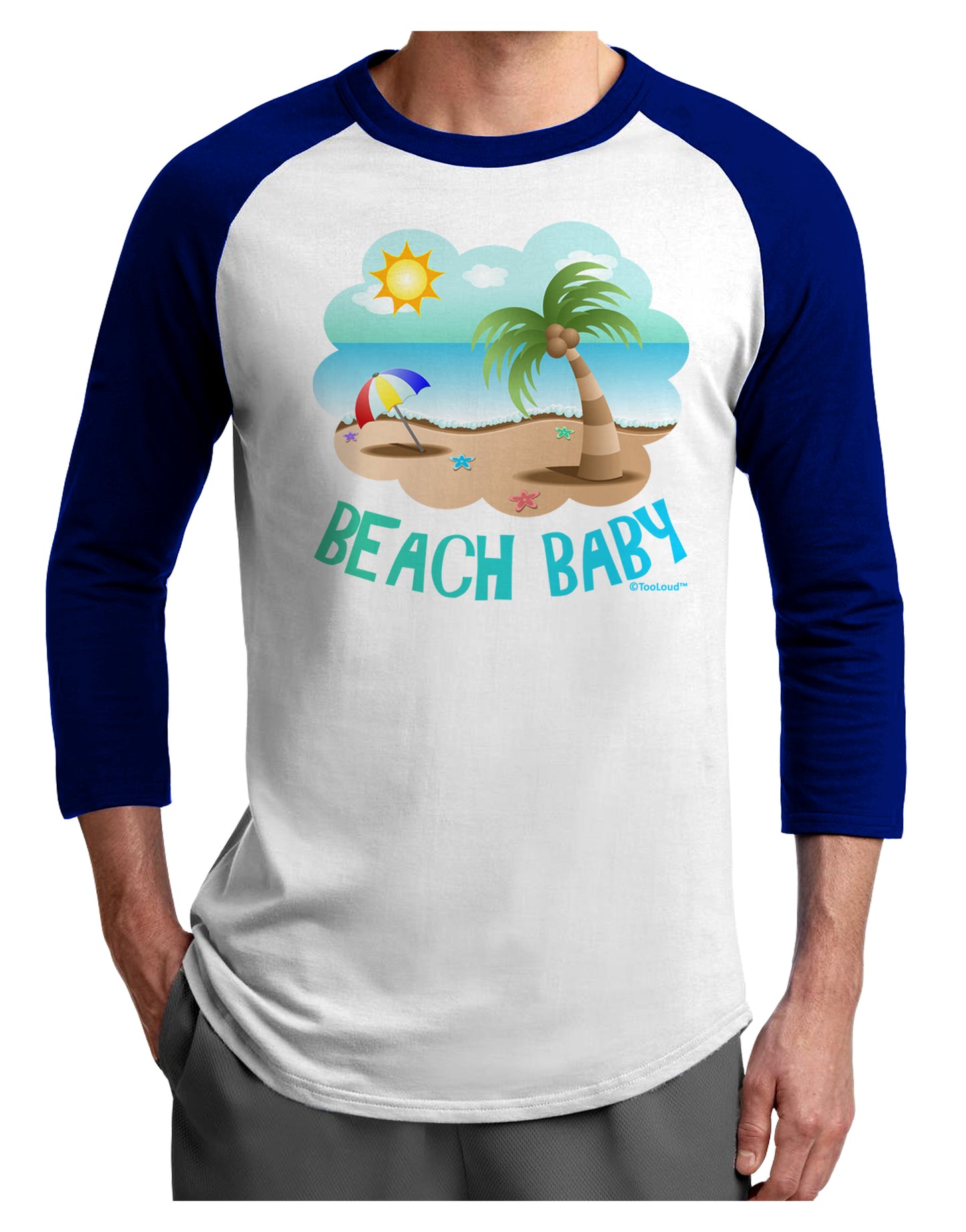 Fun Summer Beach Scene - Beach Baby Adult Raglan Shirt by TooLoud-TooLoud-White-Royal-X-Small-Davson Sales