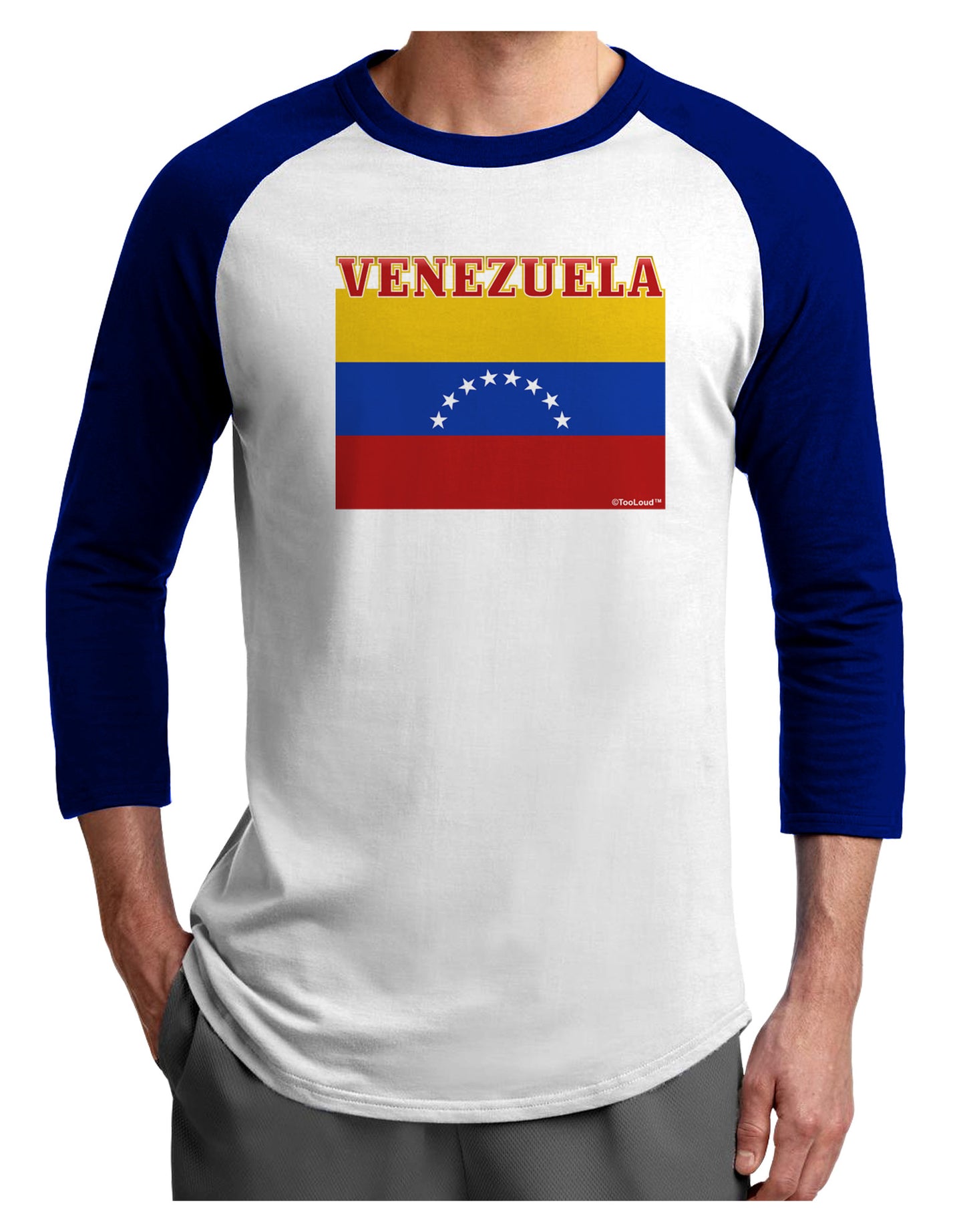 Venezuela Flag Adult Raglan Shirt-Raglan Shirt-TooLoud-White-Royal-X-Small-Davson Sales
