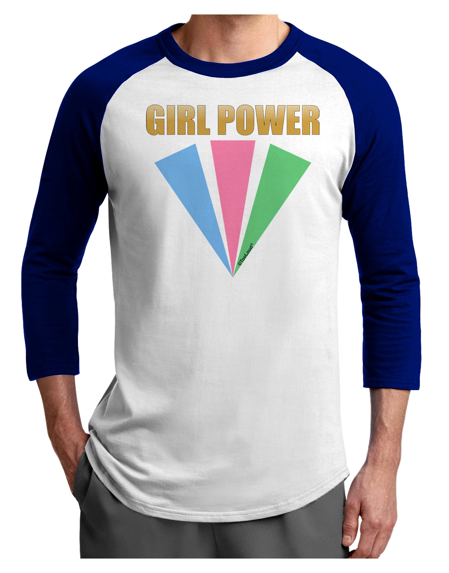 Girl Power Stripes Adult Raglan Shirt by TooLoud-TooLoud-White-Royal-X-Small-Davson Sales