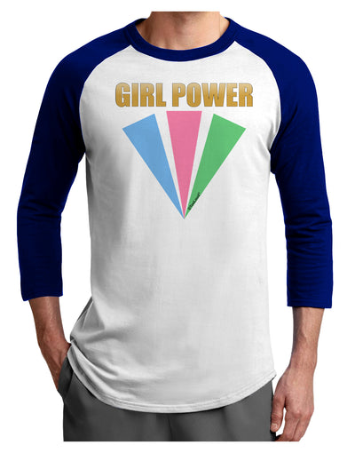 Girl Power Stripes Adult Raglan Shirt by TooLoud-TooLoud-White-Royal-X-Small-Davson Sales